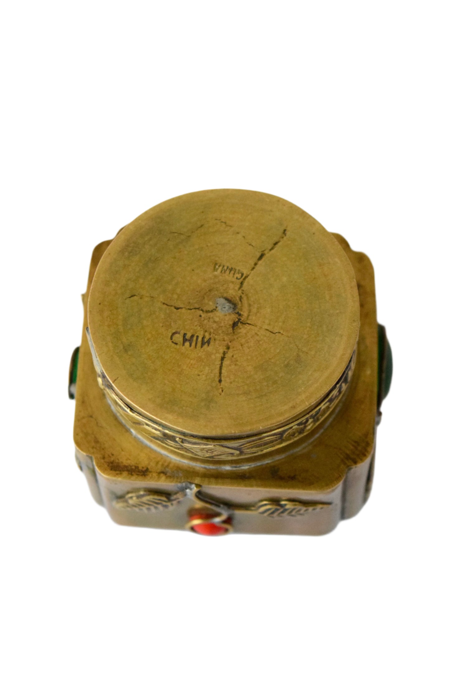 Chinese Brass Jar with Peking Glass