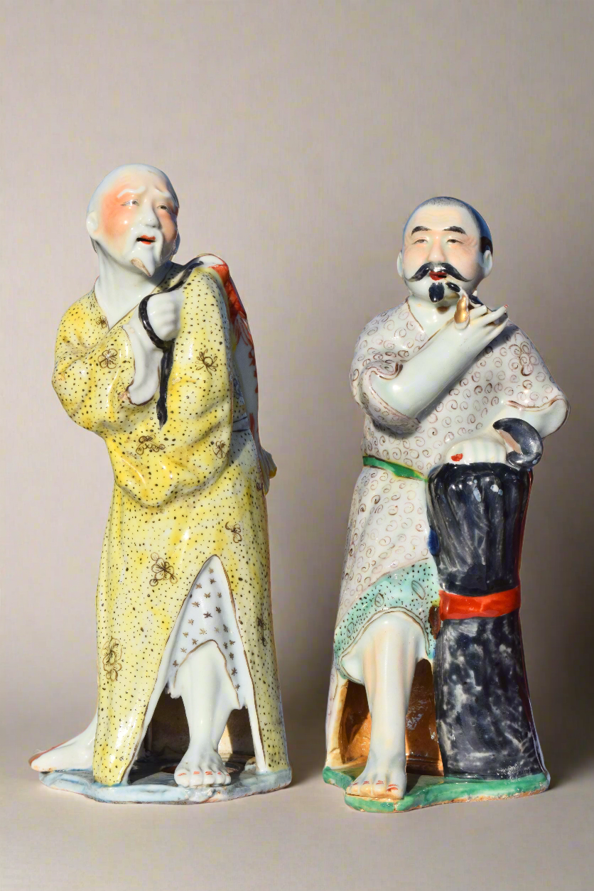Pair of Chinese Scholar Porcelain Figurines