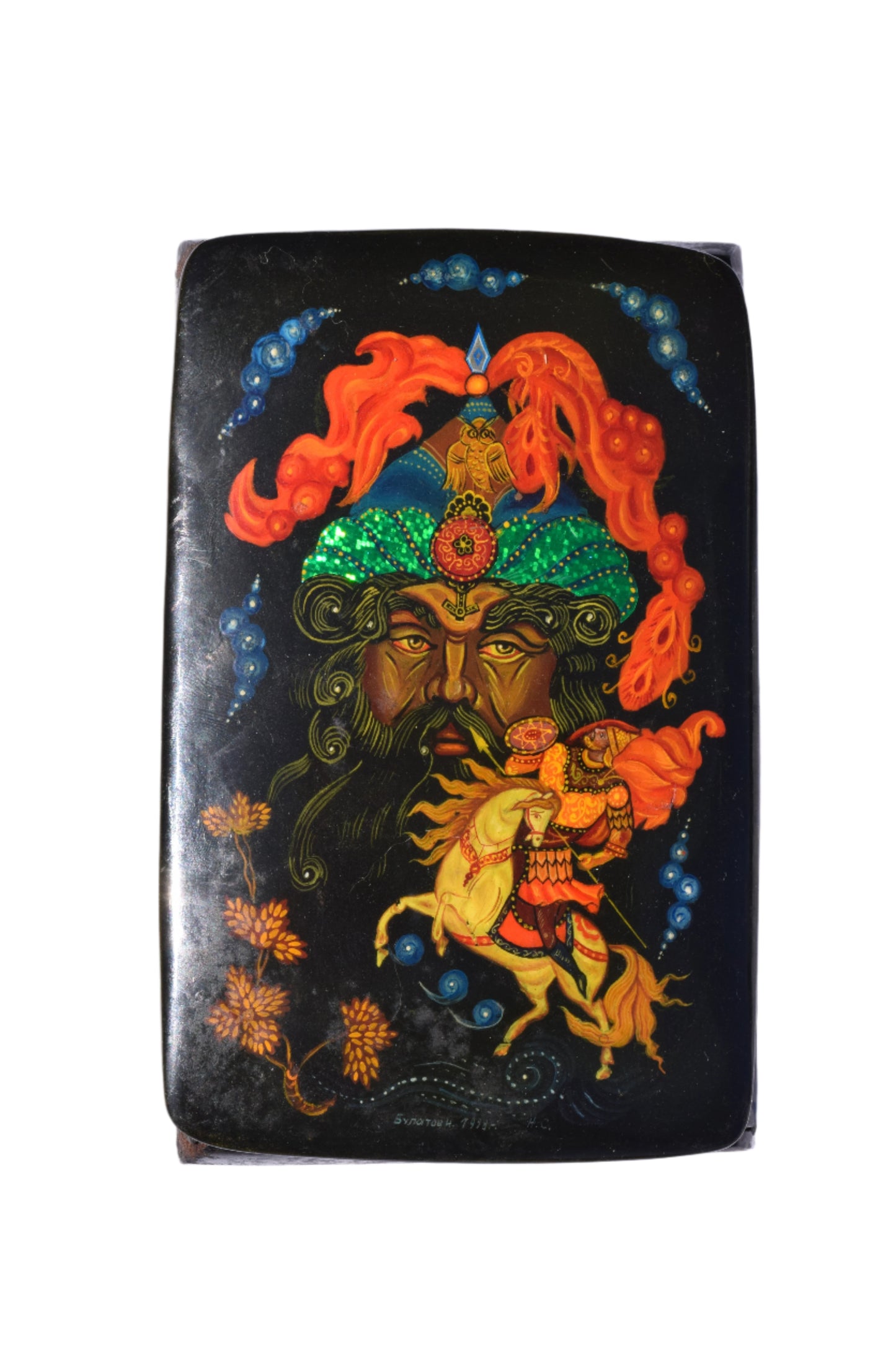 Russian Painted Lacquer Box-Bogatyr Warrior