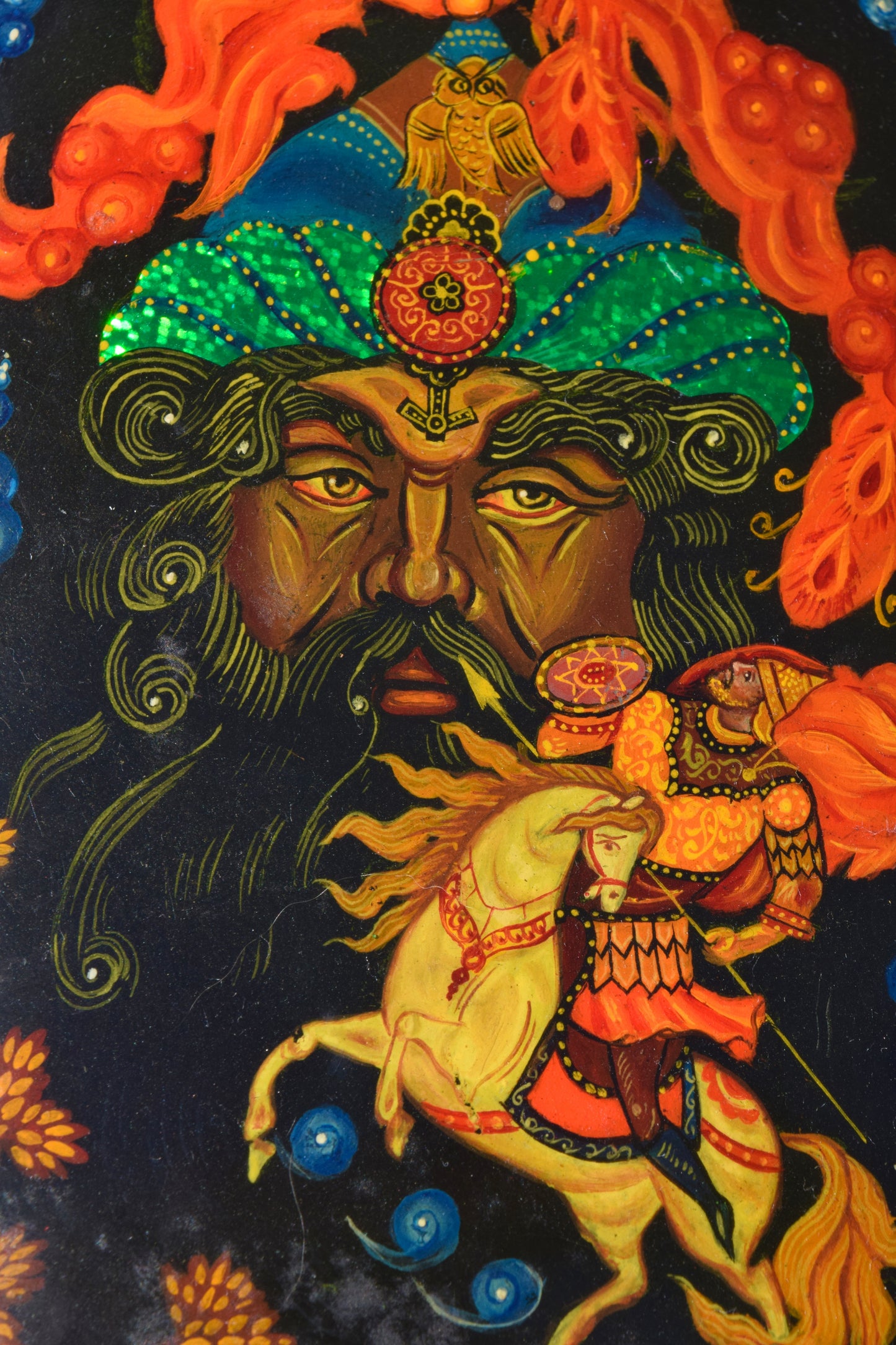 Russian Painted Lacquer Box-Bogatyr Warrior