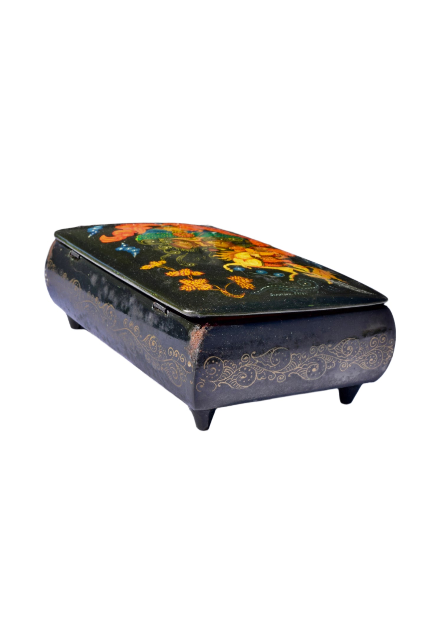 Russian Painted Lacquer Box-Bogatyr Warrior