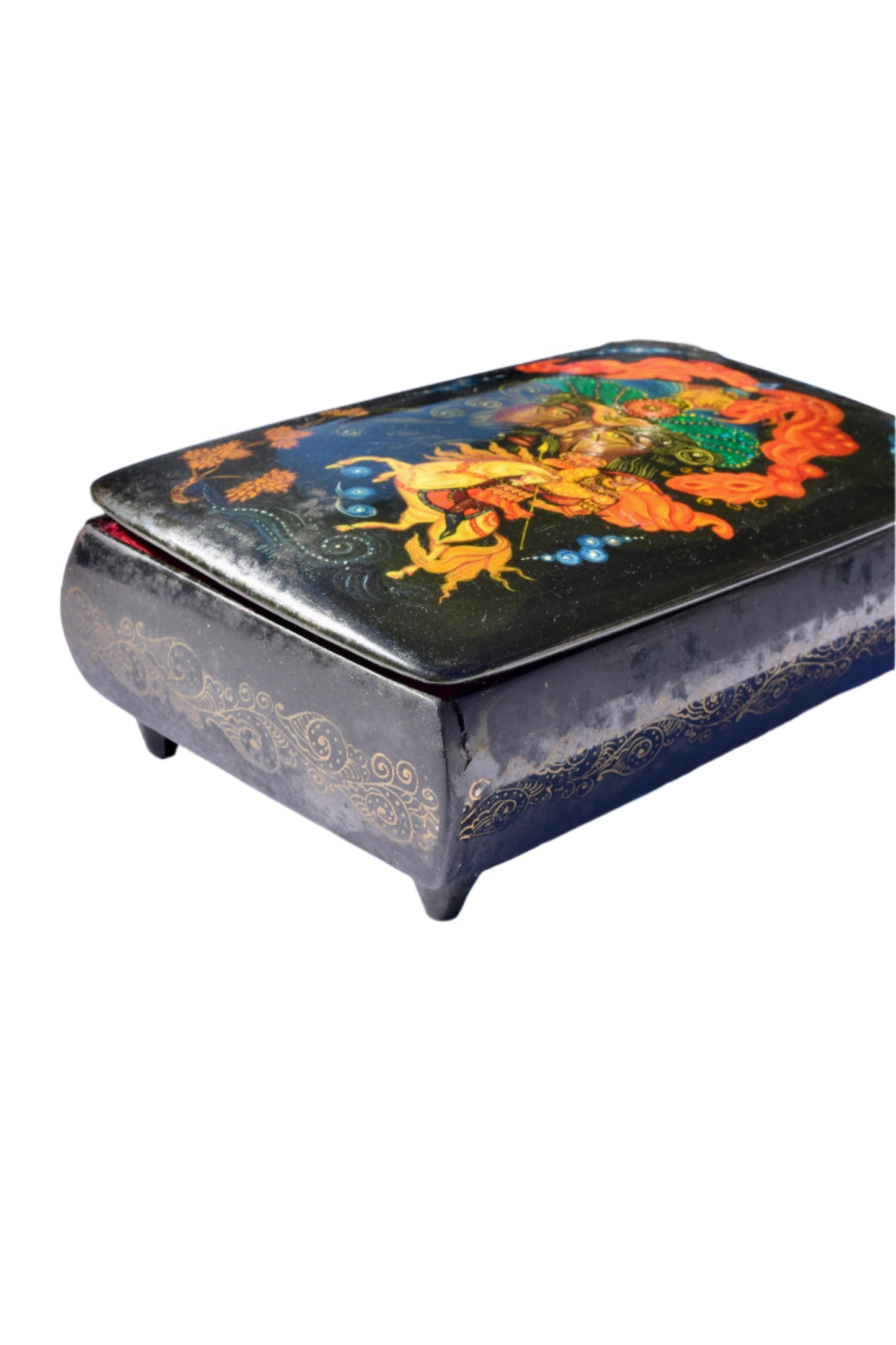 Russian Painted Lacquer Box-Bogatyr Warrior