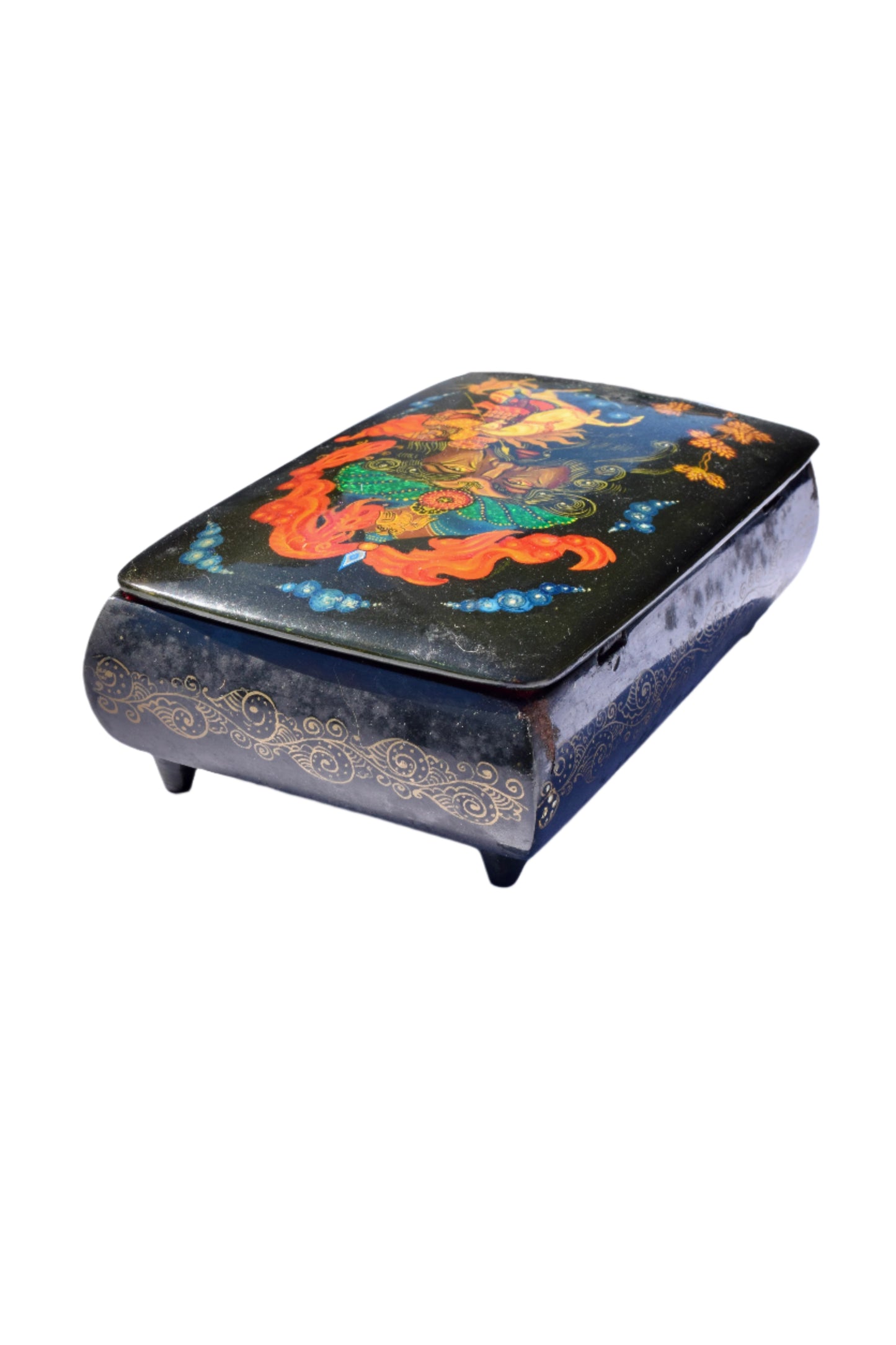 Russian Painted Lacquer Box-Bogatyr Warrior