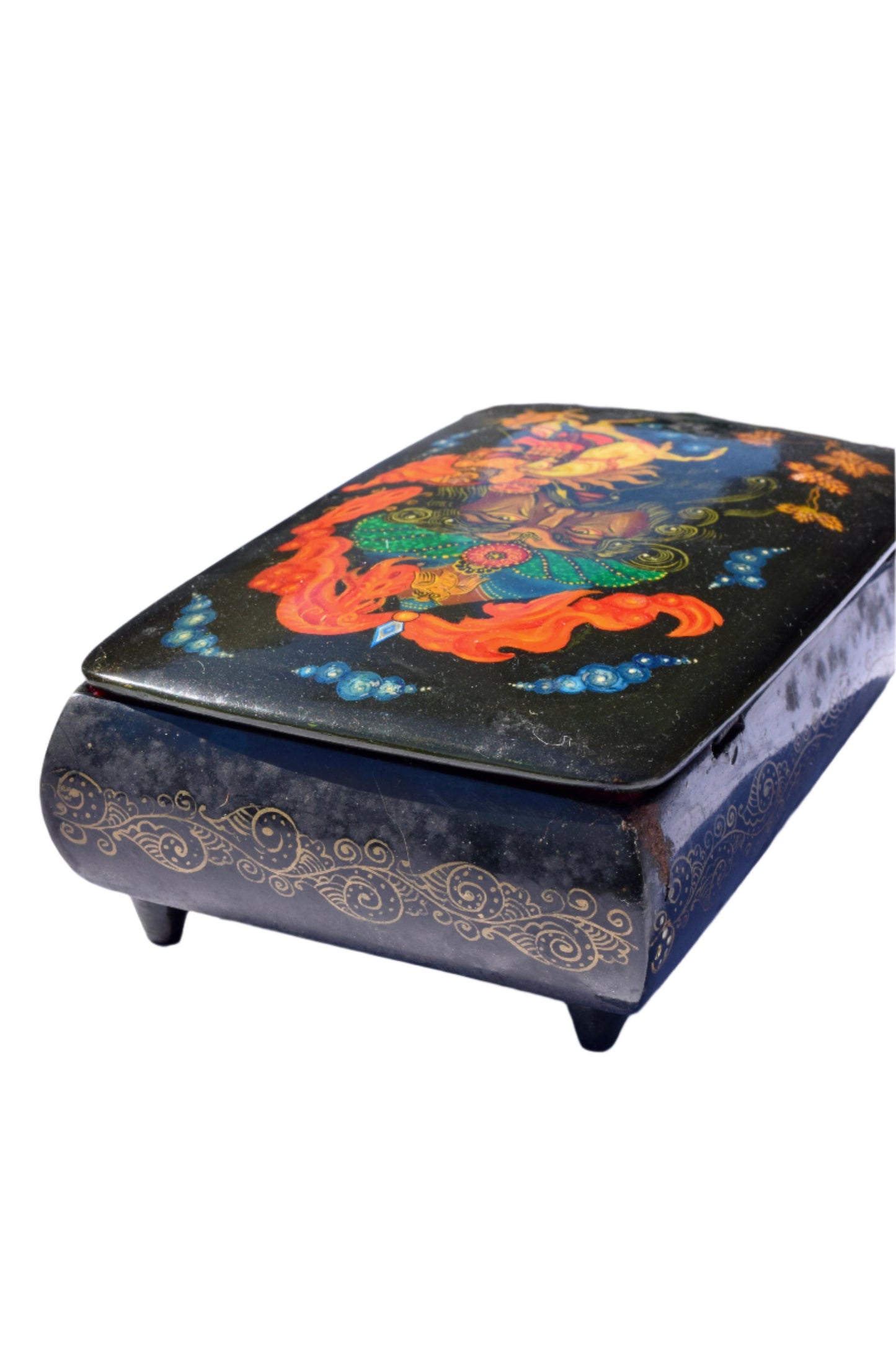 Russian Painted Lacquer Box-Bogatyr Warrior