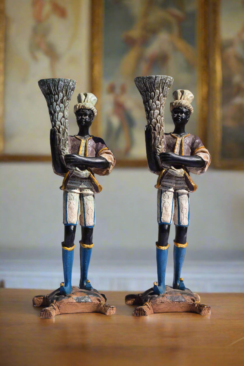 Venetian Blackamoor Figural Candlesticks