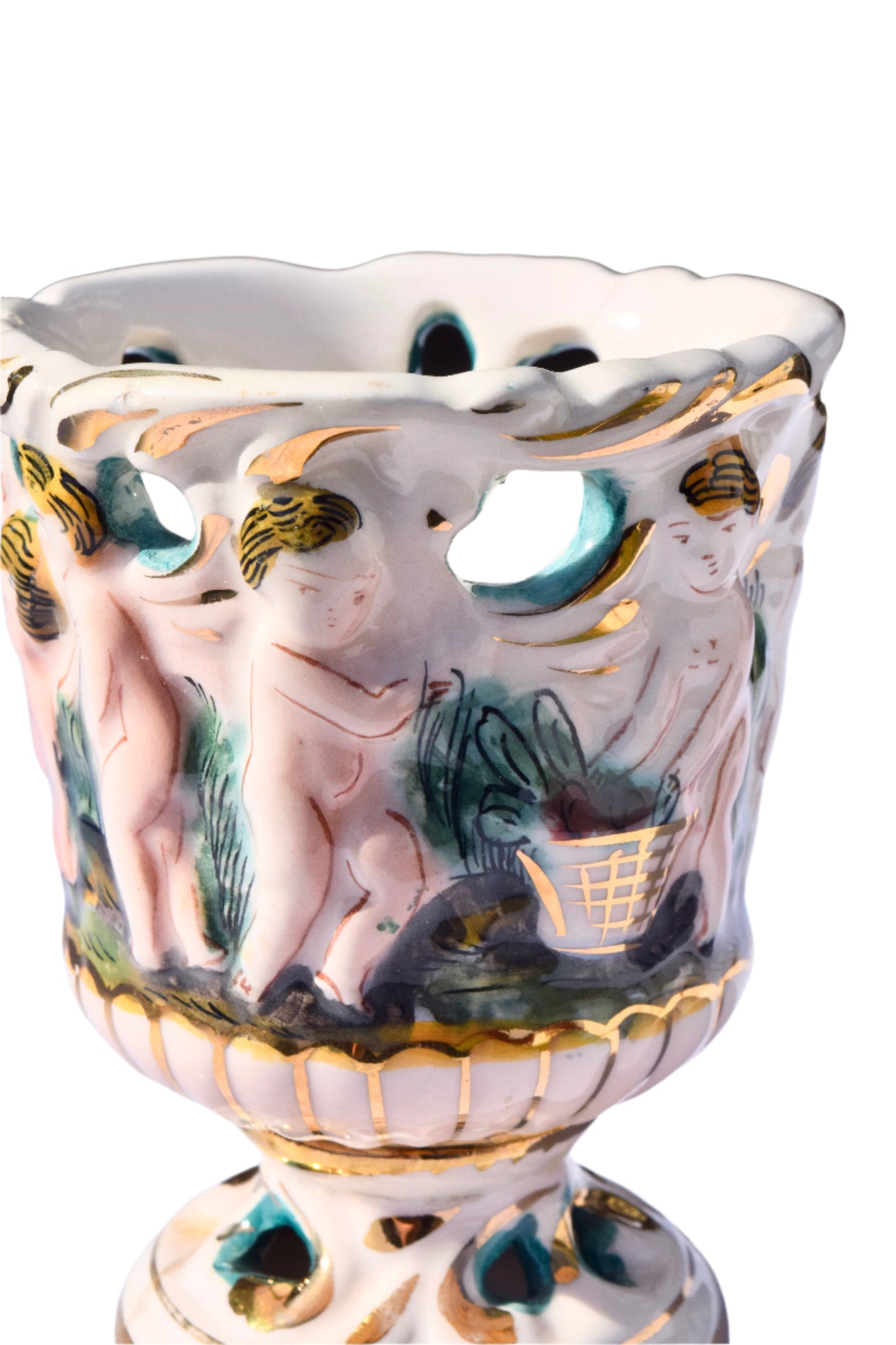 Capodimonte Figural Porcelain Vase