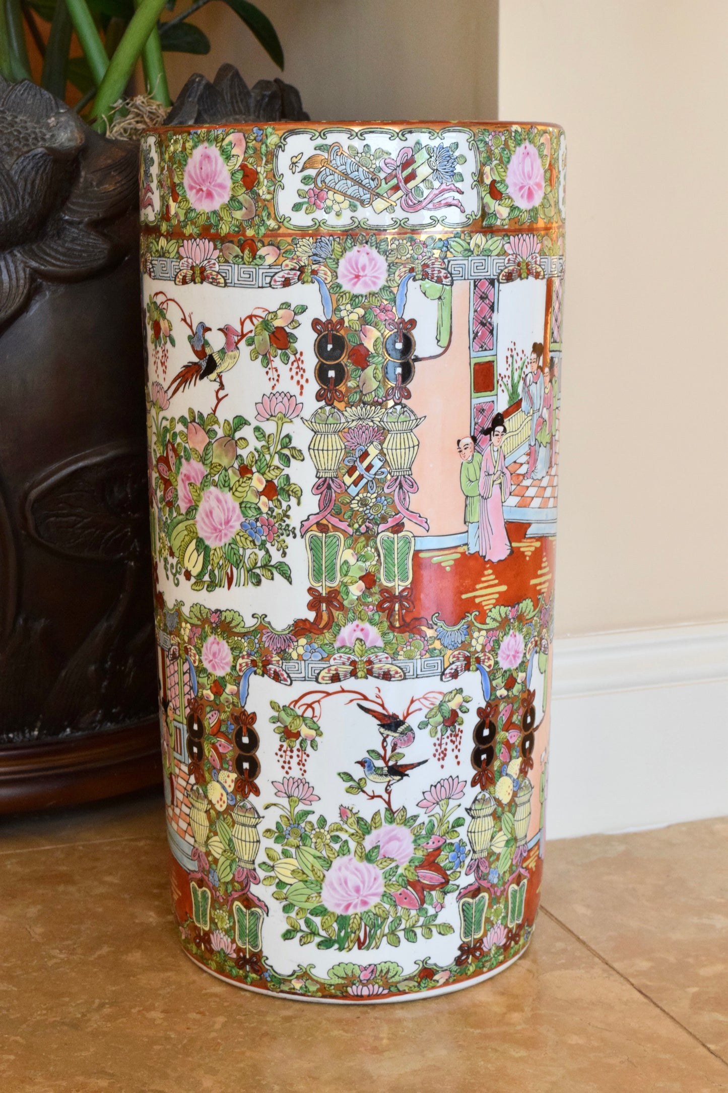 Chinese Famille Rose Porcelain Umbrella Stand