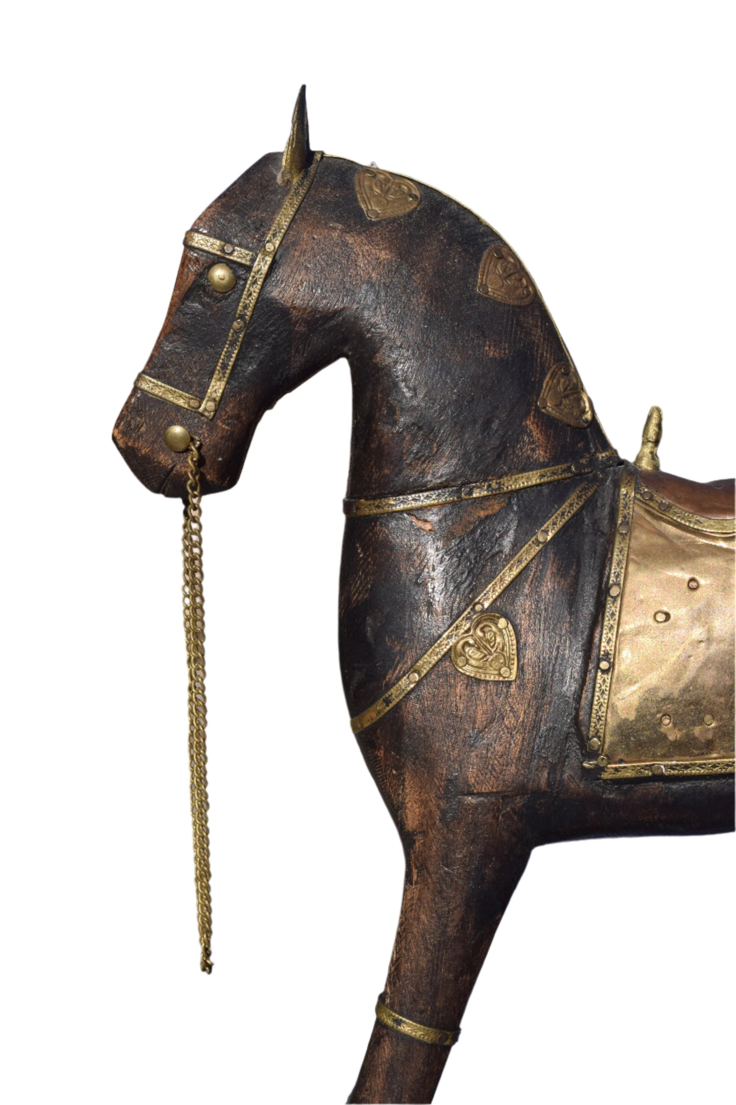 Brass & Copper Adorned Wooden Rocking Horse