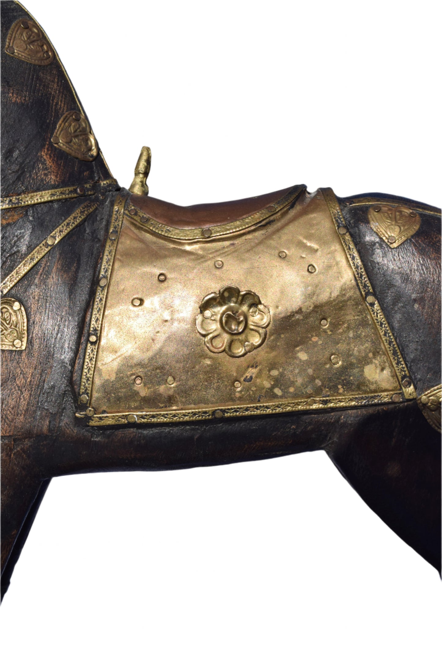 Brass & Copper Adorned Wooden Rocking Horse