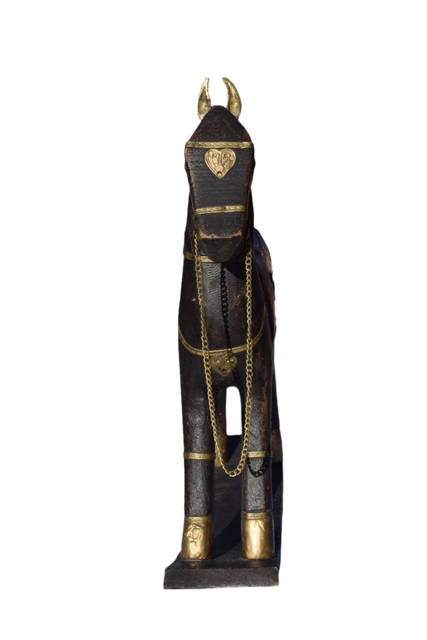 Brass & Copper Adorned Wooden Rocking Horse