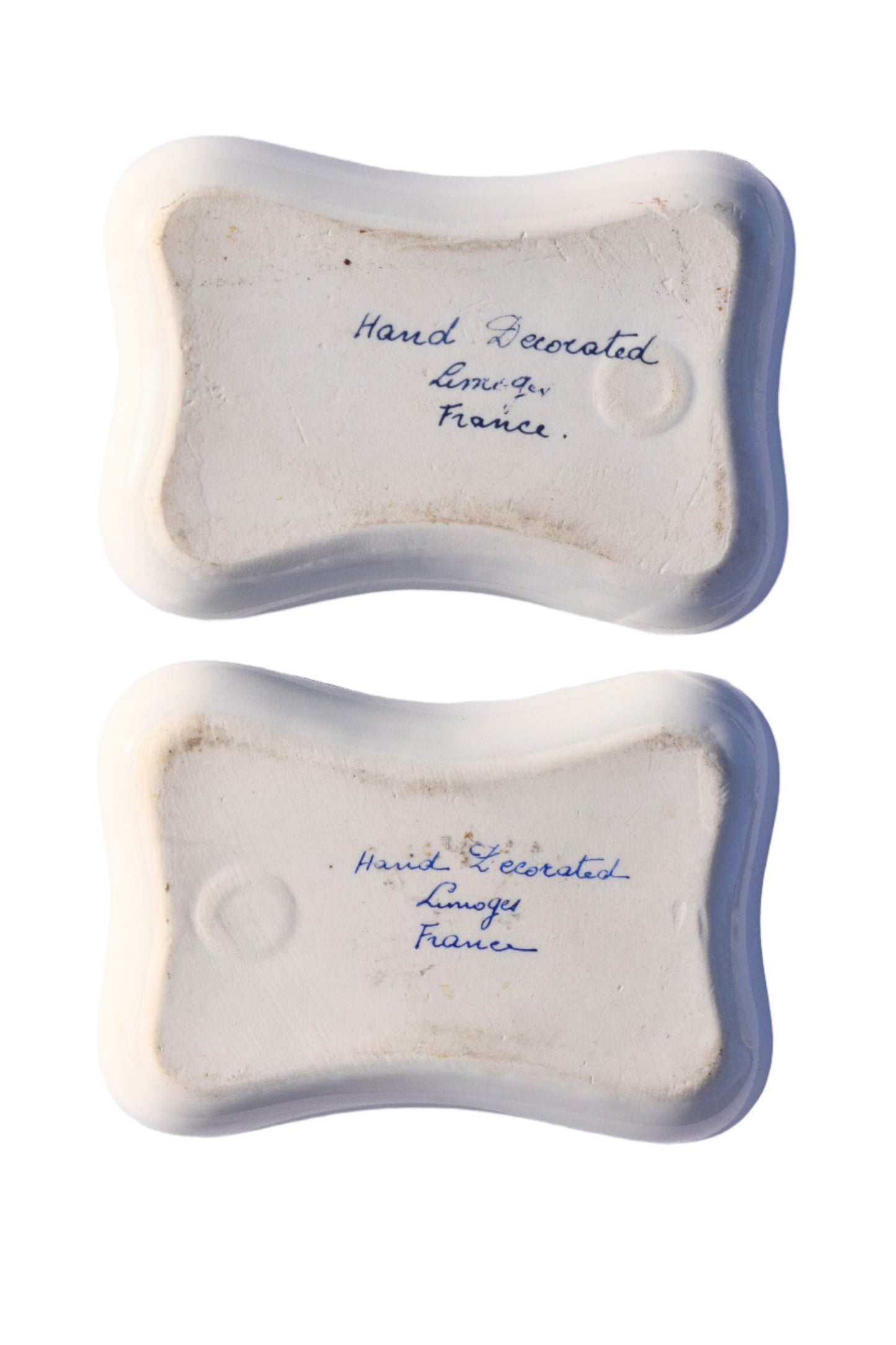 French Pair of Napoleon Bee Porcelain Trinket Dishes