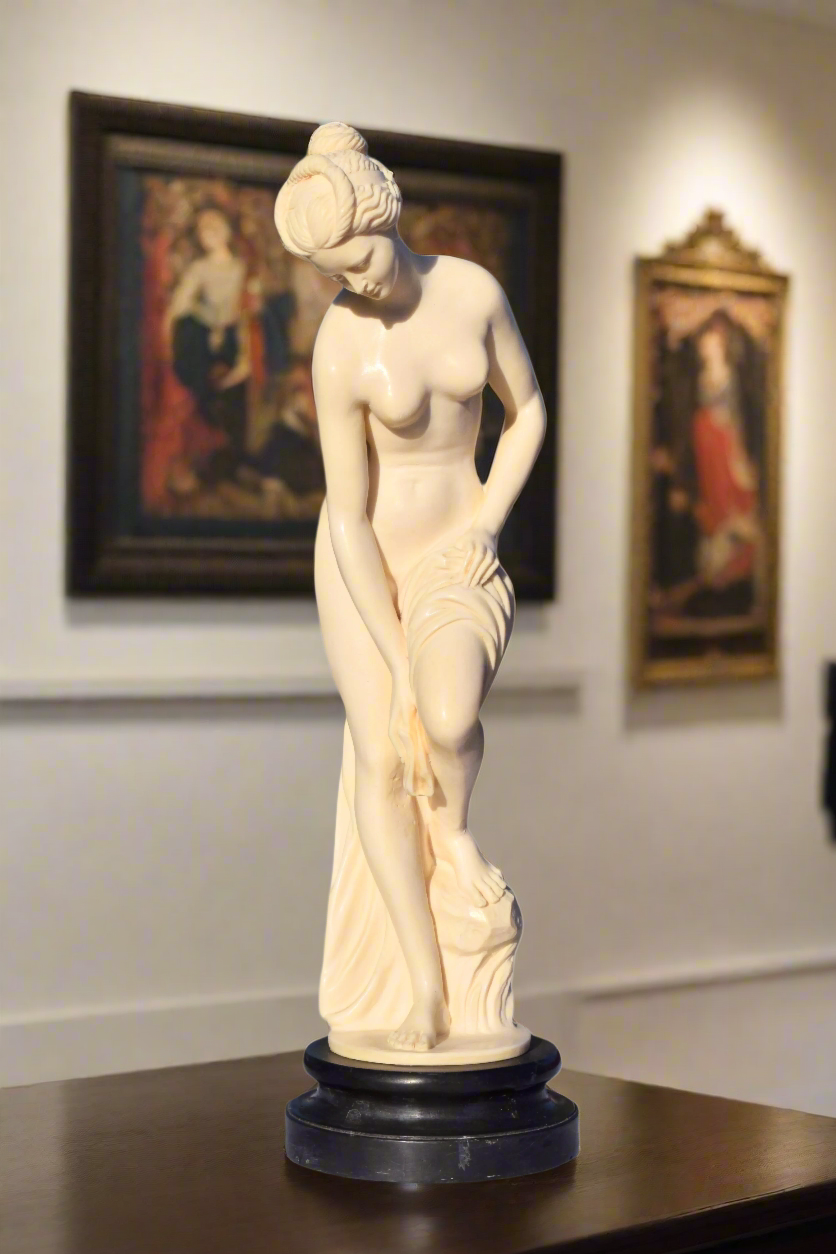 A. Santini "The Bather" Alabaster Sculpture