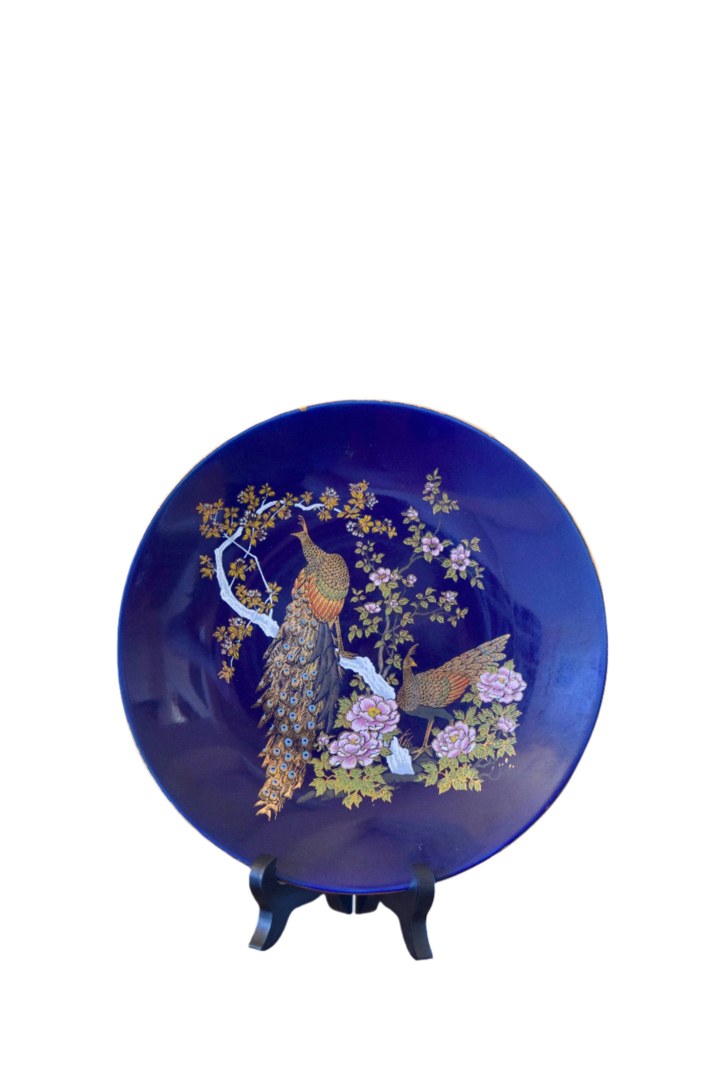 Japanese Cobalt Blue Peacock Decorative Plate