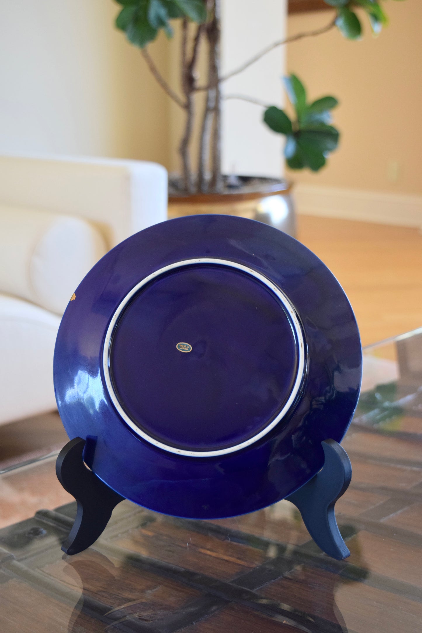 Japanese Cobalt Blue Peacock Decorative Plate