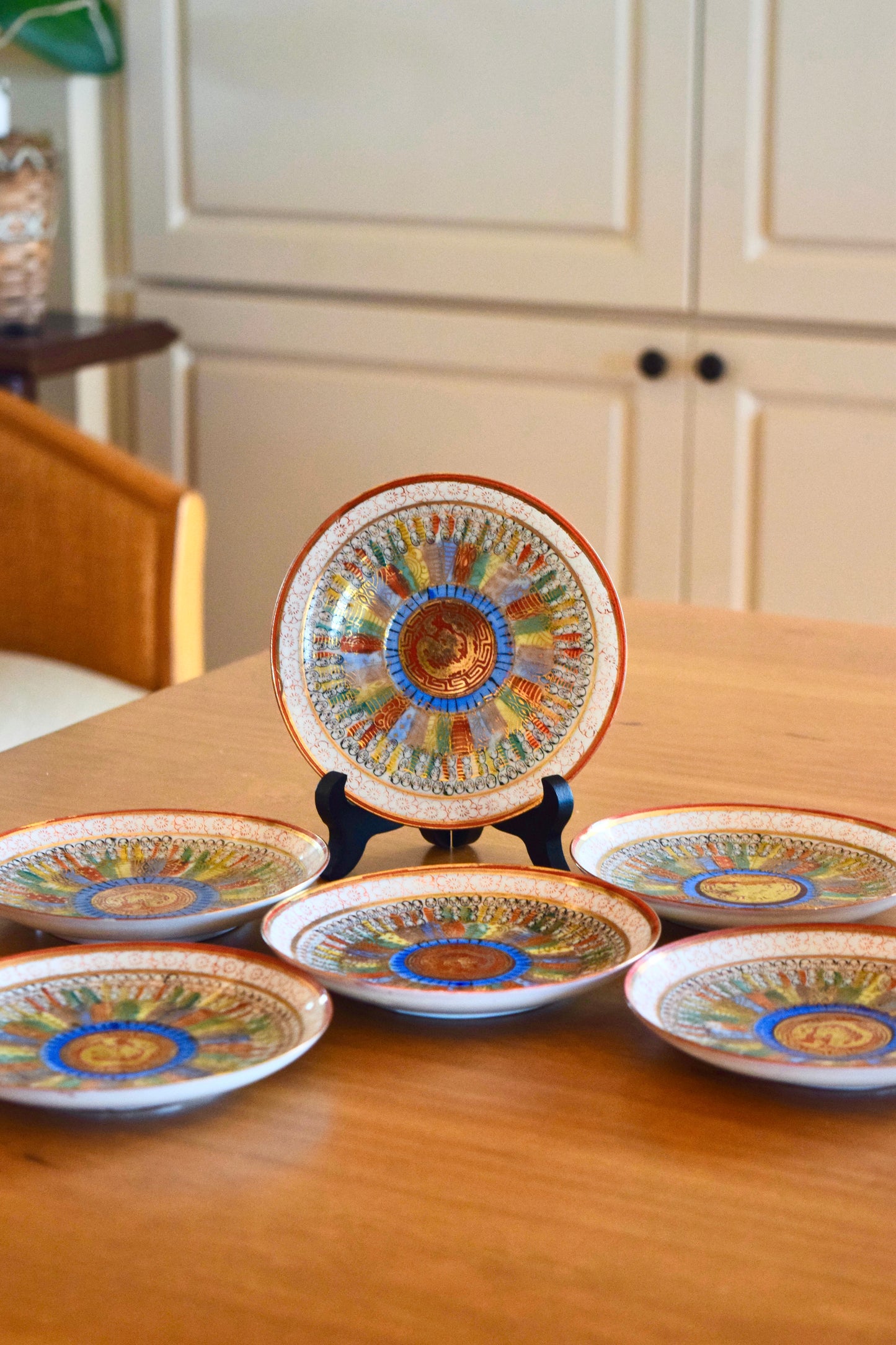 Japanese Kutani 'Thousand Faces' Porcelain Plates (Set of 6)