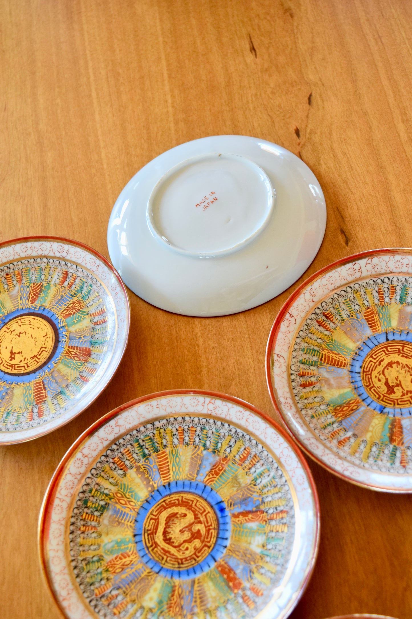 Japanese Kutani 'Thousand Faces' Porcelain Plates (Set of 6)