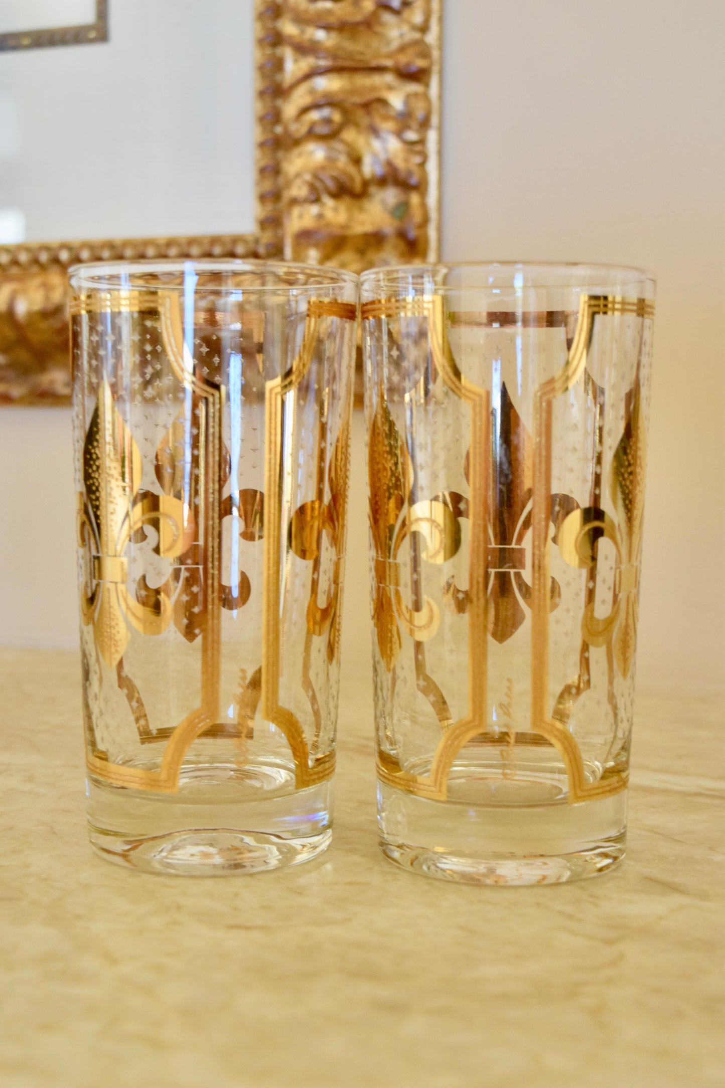 Fred Press Fleur-De-Lis Highball Glasses (Set of 2)