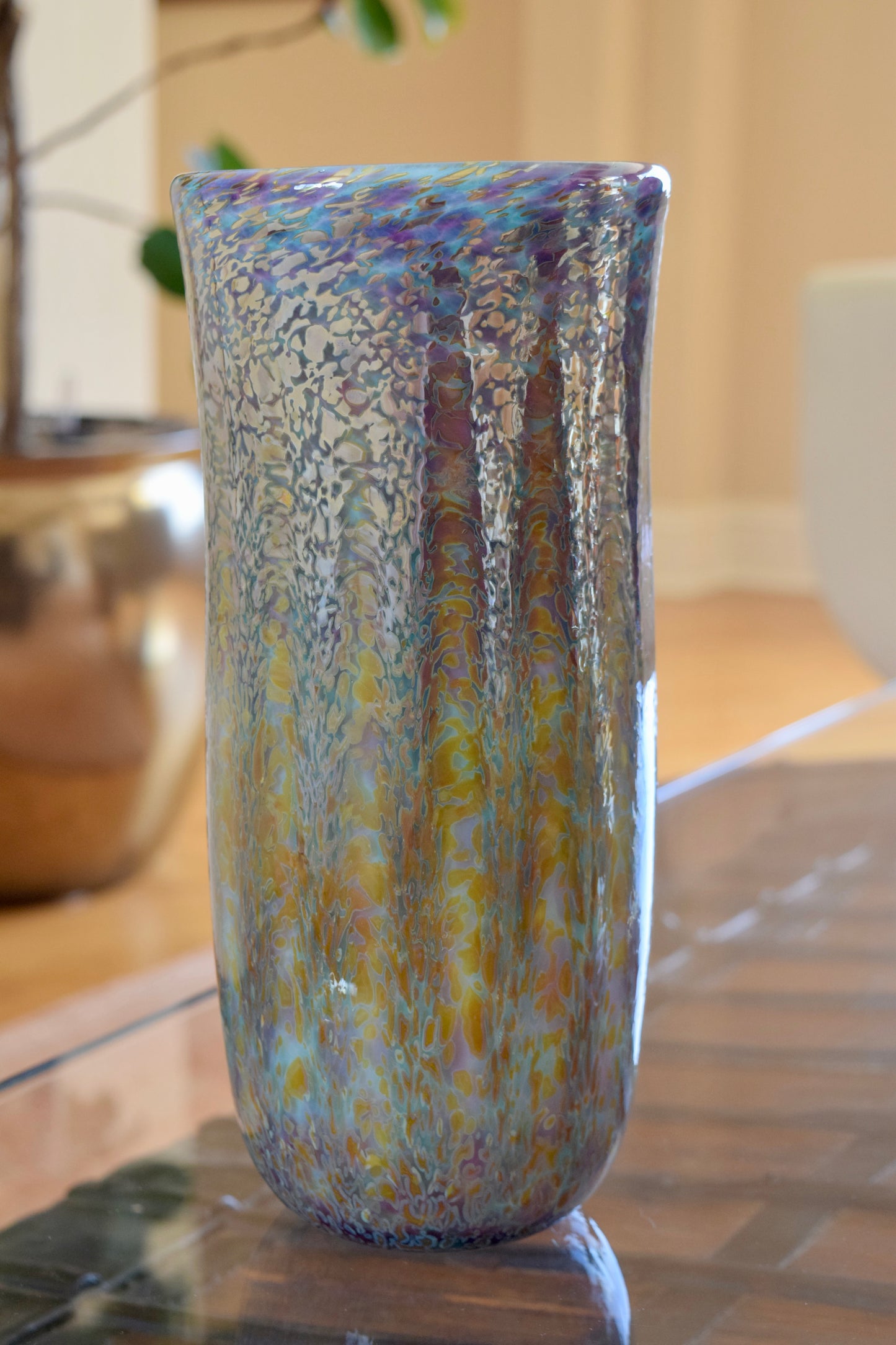 Joel Bloomberg Iridescent Art Glass Vase