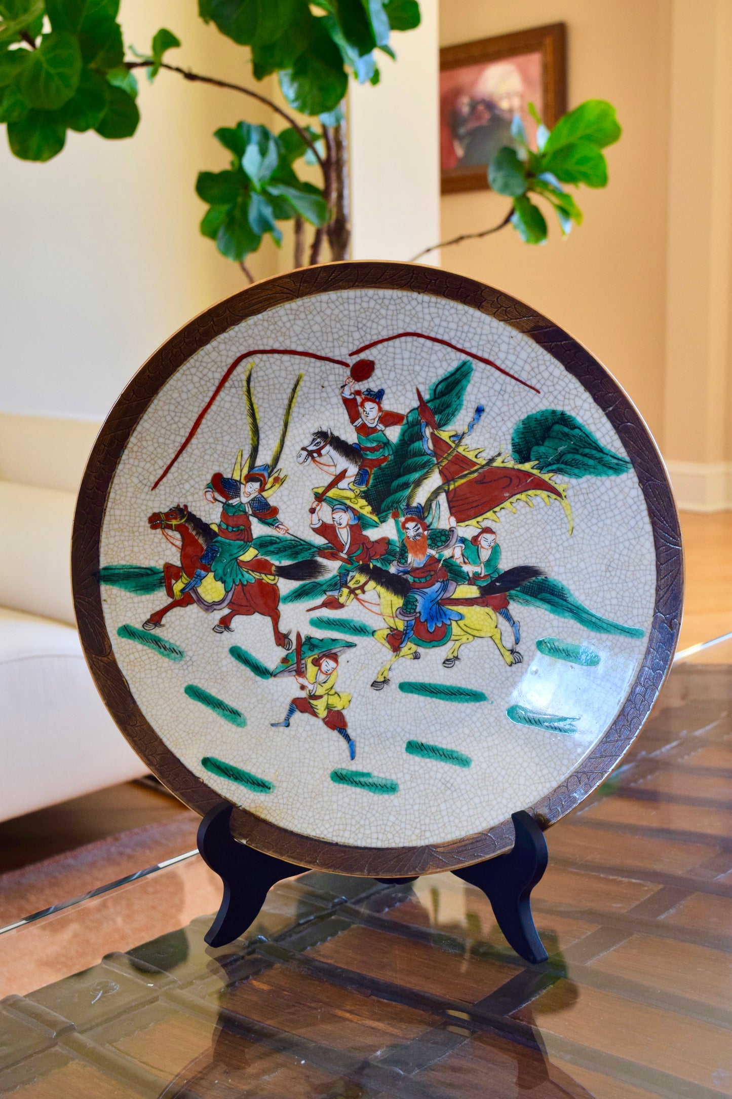 Chinese Crackle-Glazed Ceramic Charger