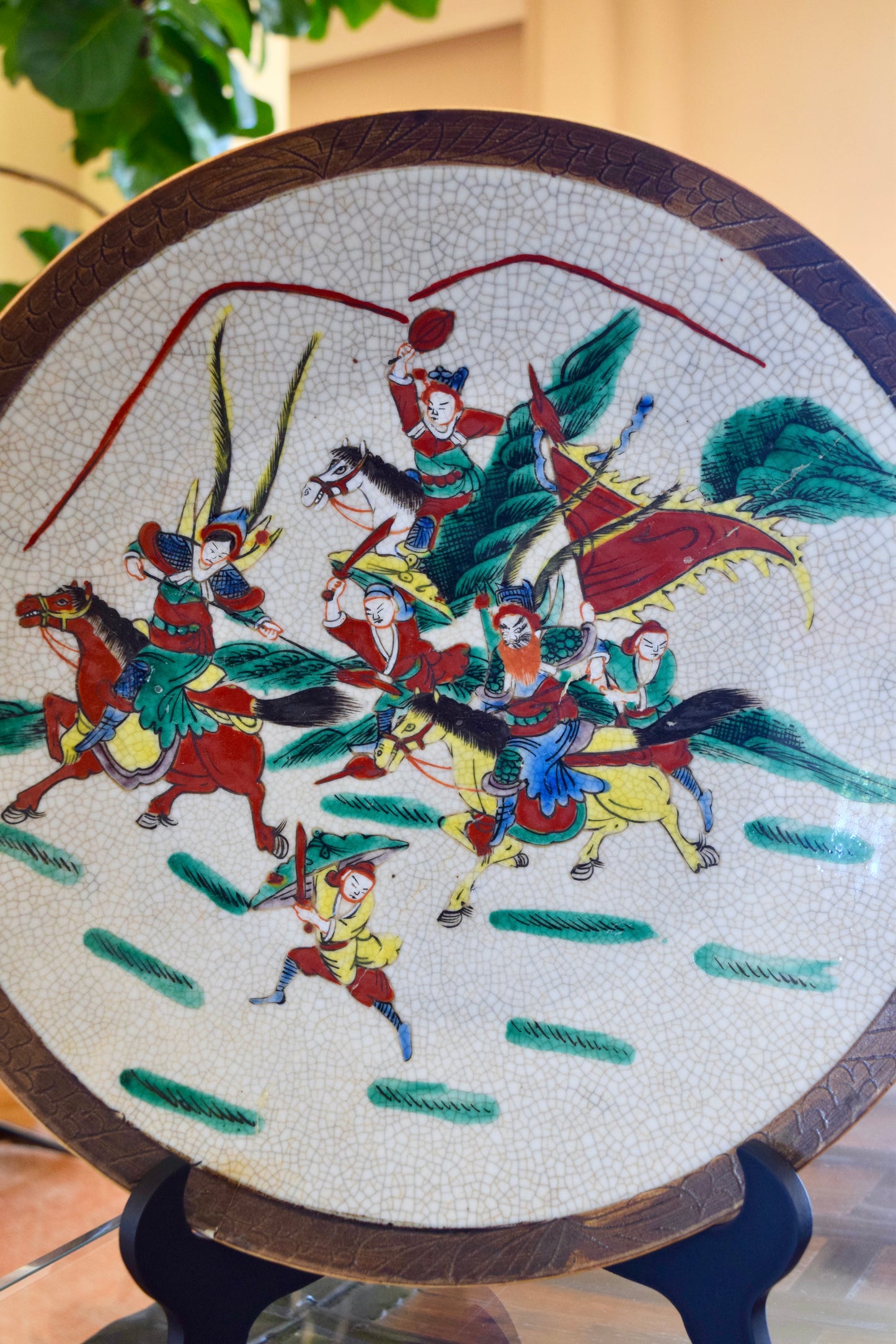 Chinese Crackle-Glazed Ceramic Charger