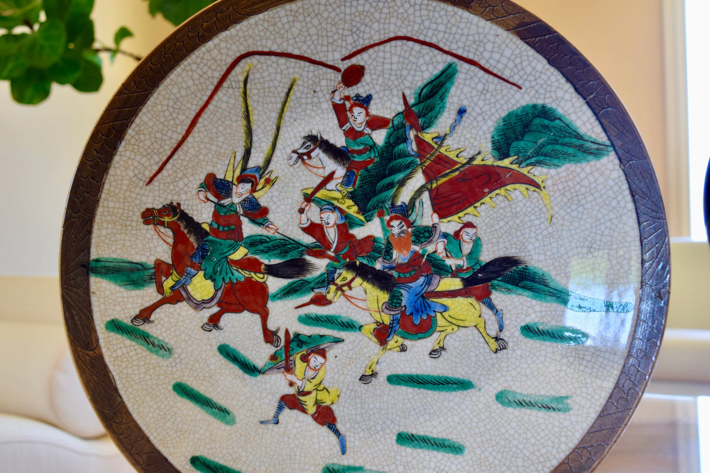 Chinese Crackle-Glazed Ceramic Charger
