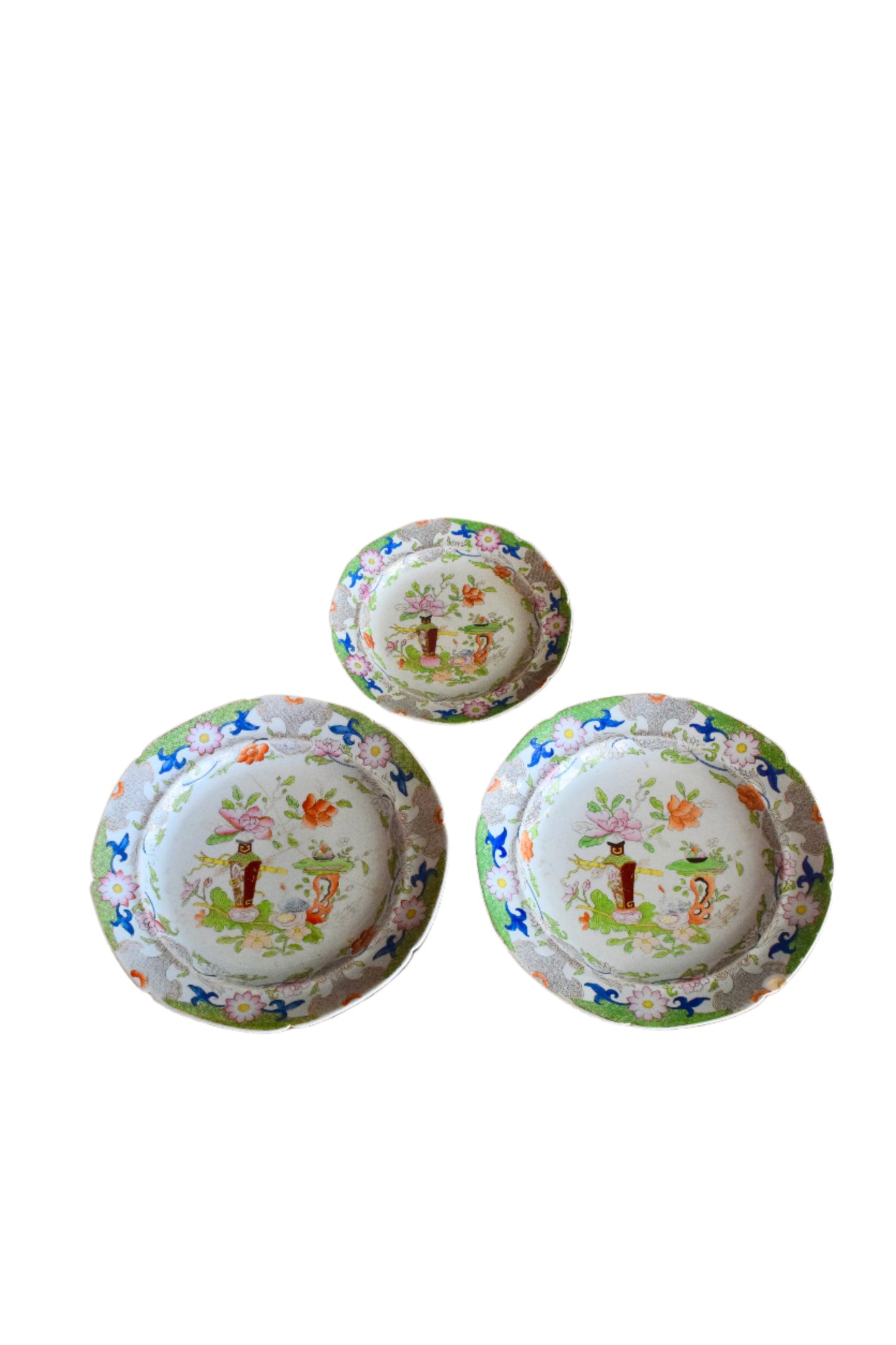Georgian Mason's Ironstone Table & Flower Pot Pattern Plates Set