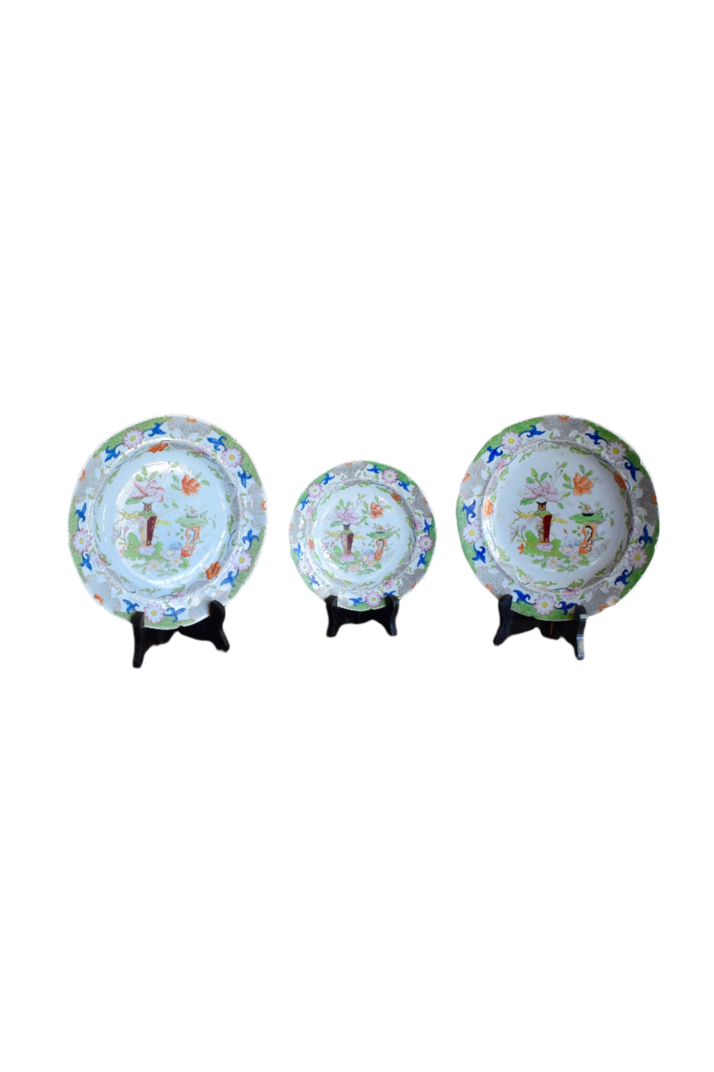 Georgian Mason's Ironstone Table & Flower Pot Pattern Plates Set