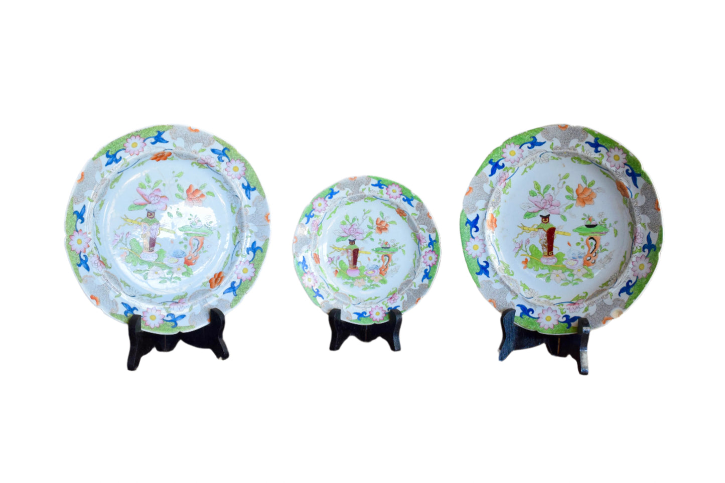 Georgian Mason's Ironstone Table & Flower Pot Pattern Plates Set