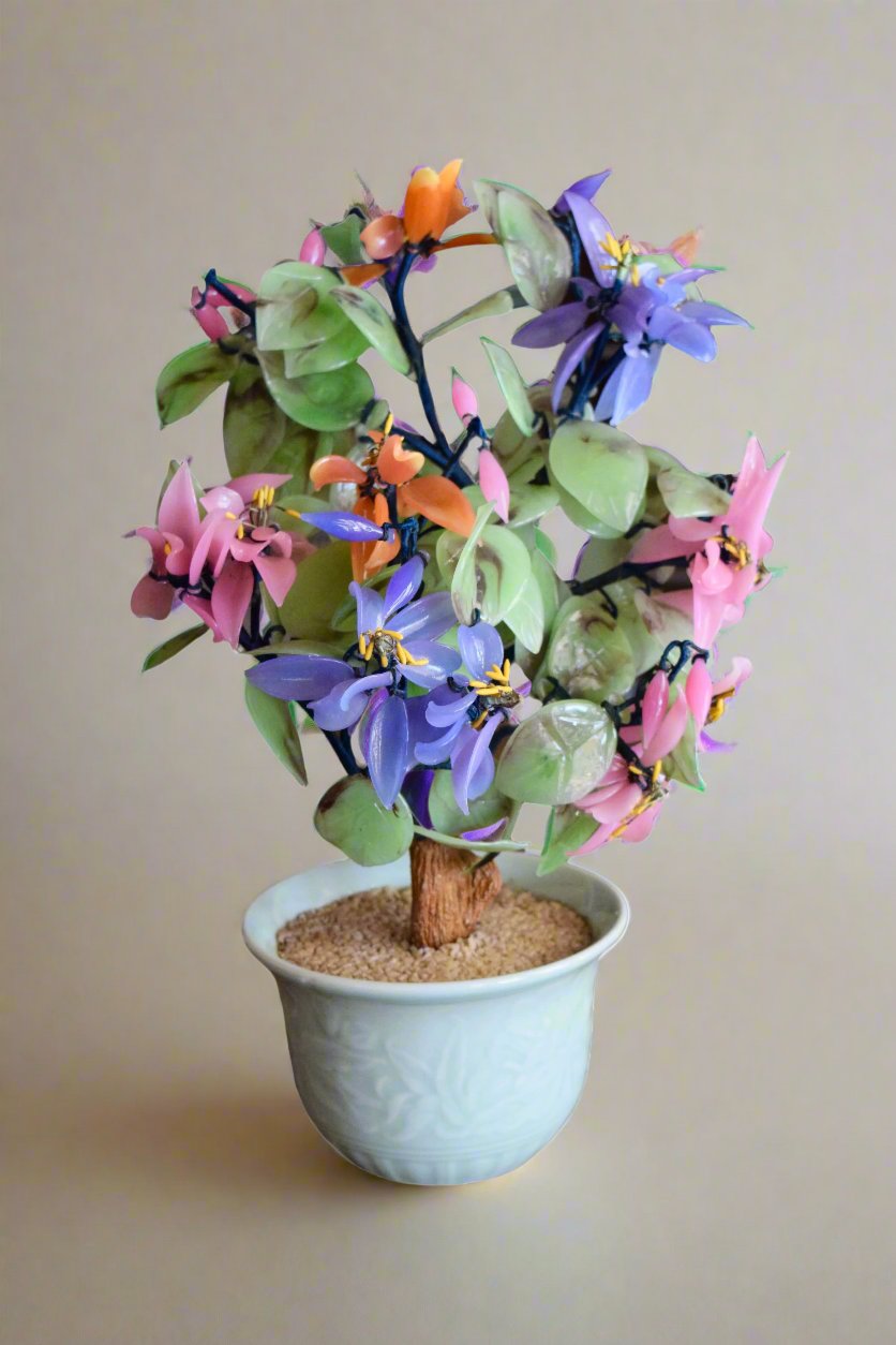 Chinese Glass Floral Bonsai Tree
