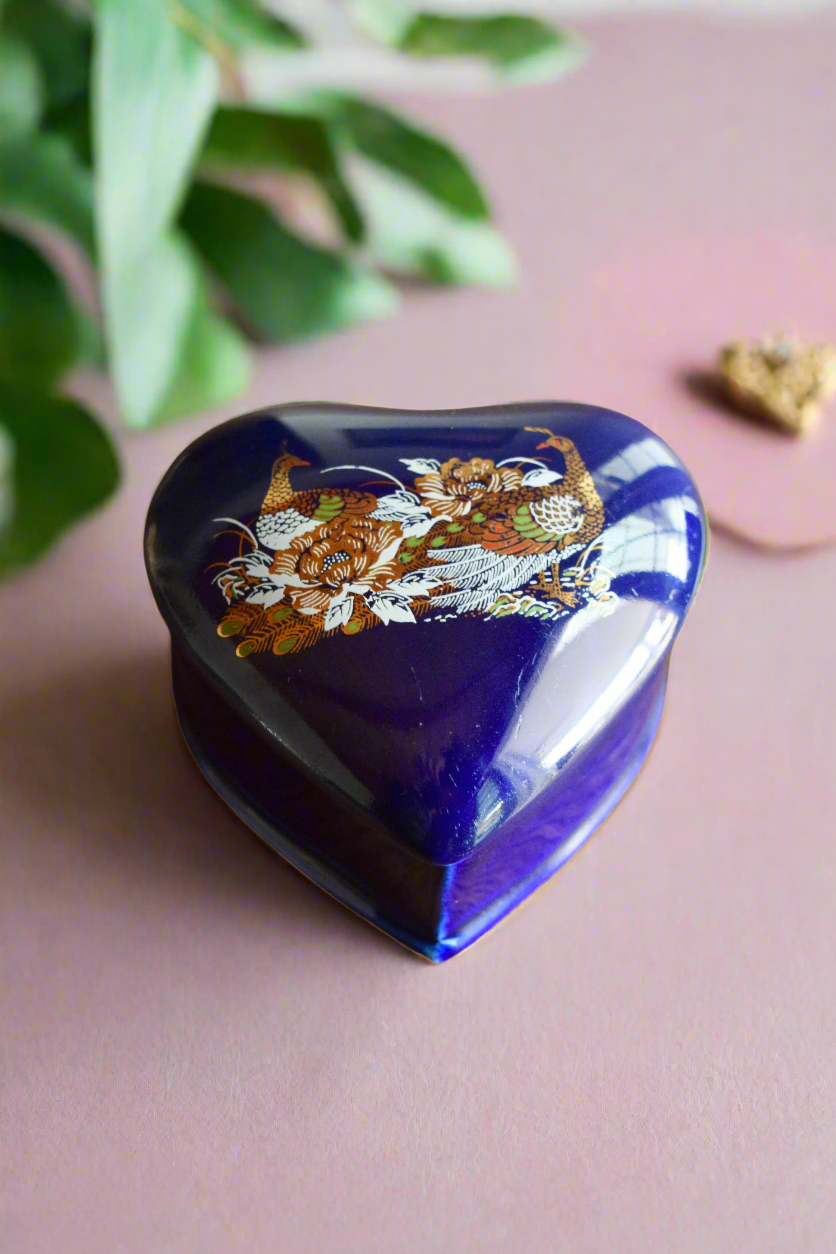 Taiwanese Cobalt Porcelain Heart-Form Box