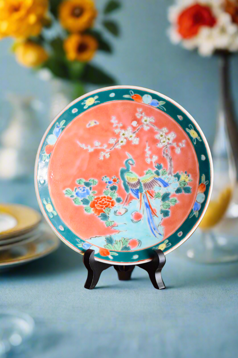 Japanese Nippon Peacock Hand-Painted Porcelain Plate
