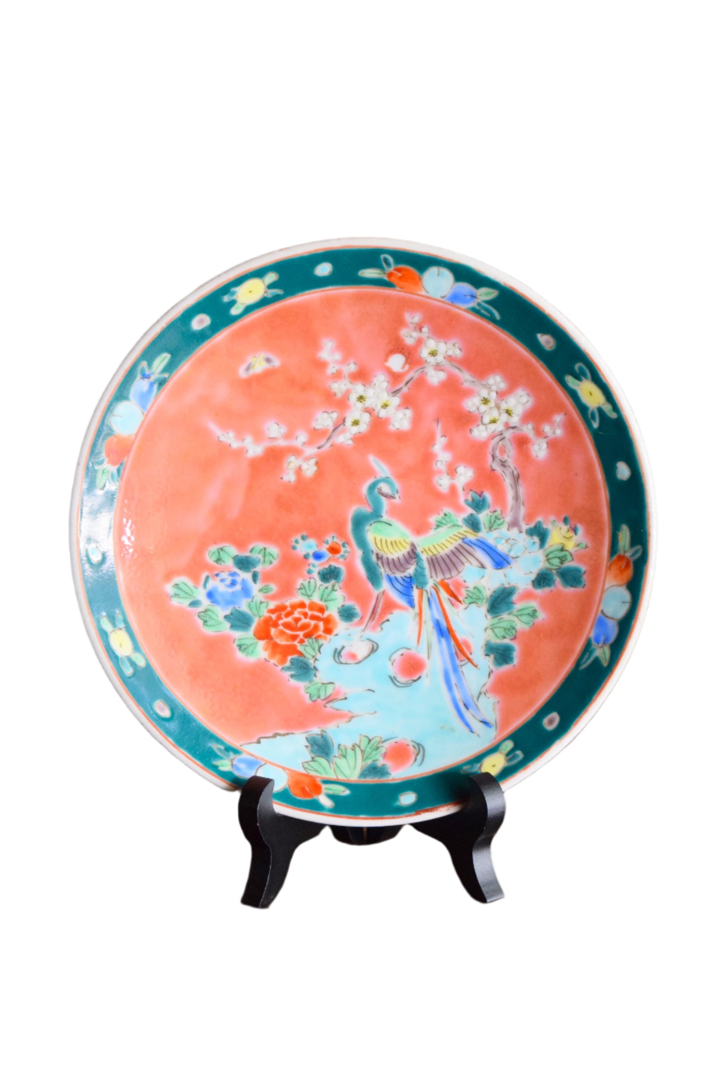 Japanese Nippon Peacock Hand-Painted Porcelain Plate