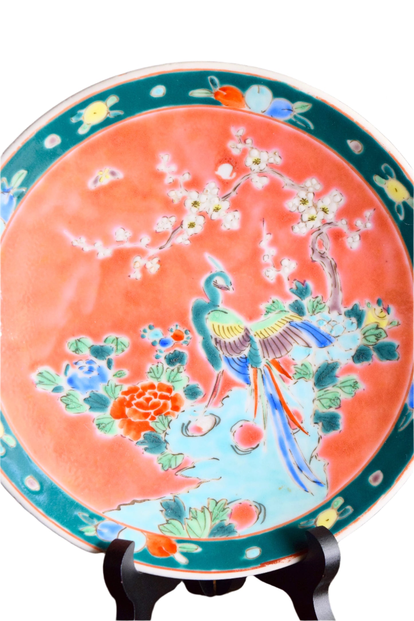 Japanese Nippon Peacock Hand-Painted Porcelain Plate