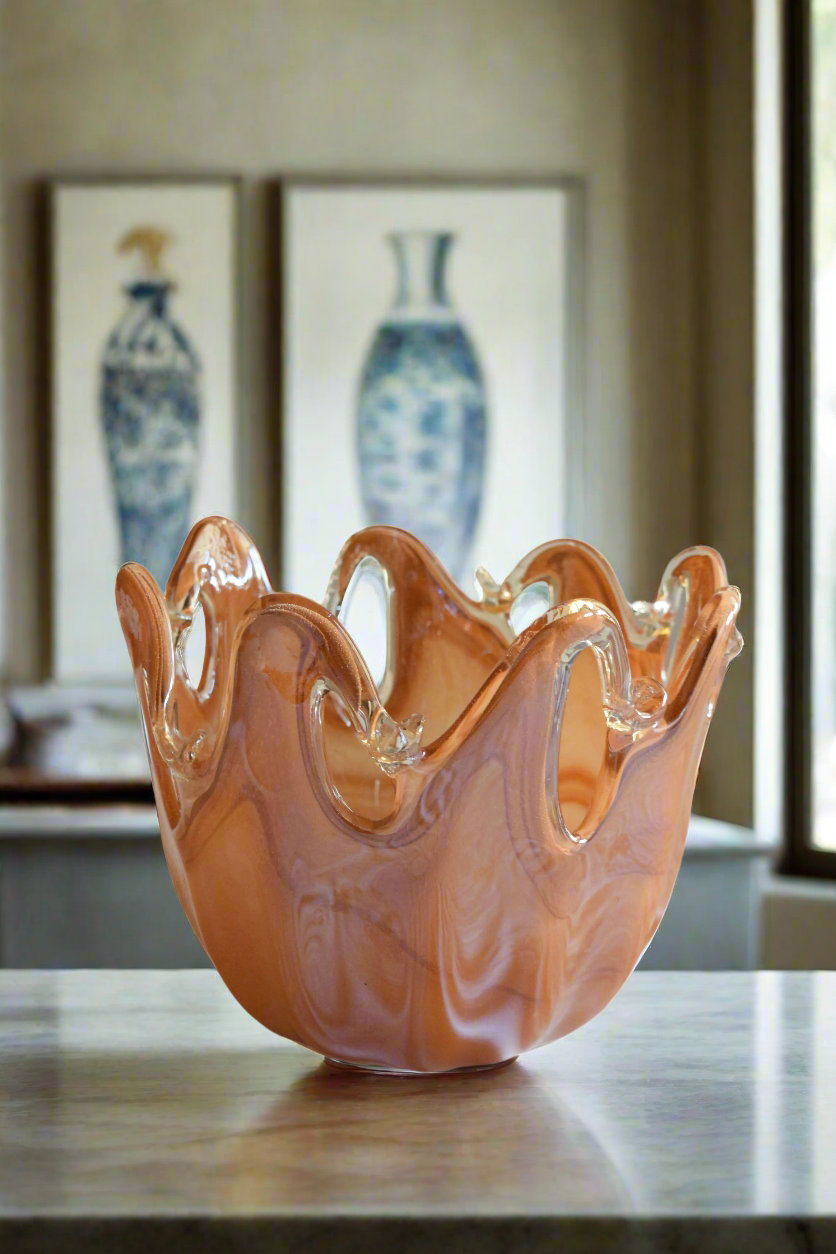 Murano Amber Glass Decorative Bowl