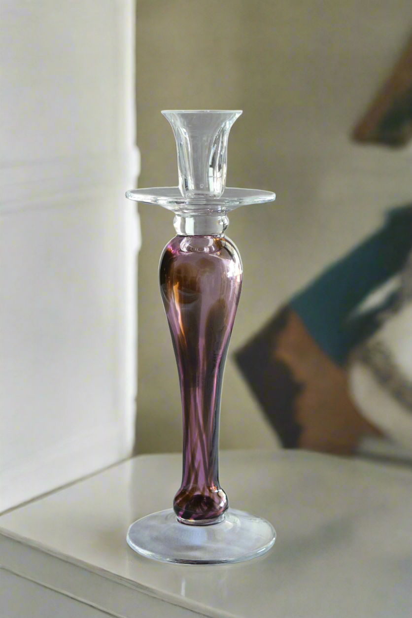 Amethyst Glass Candlestick