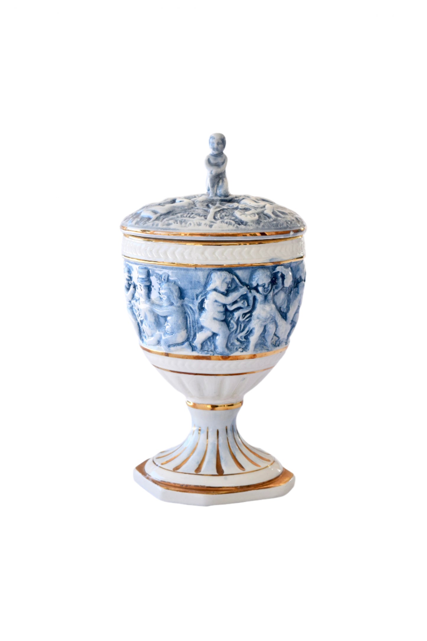 Capodimonte Cherub Urn with Lid