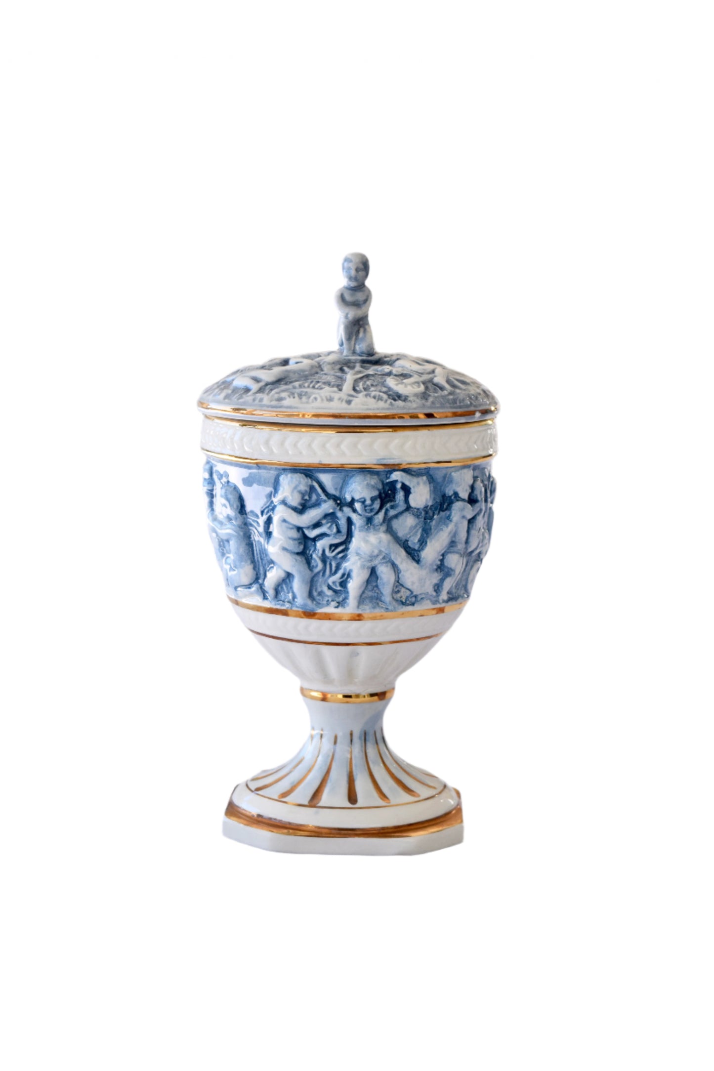 Capodimonte Cherub Urn with Lid