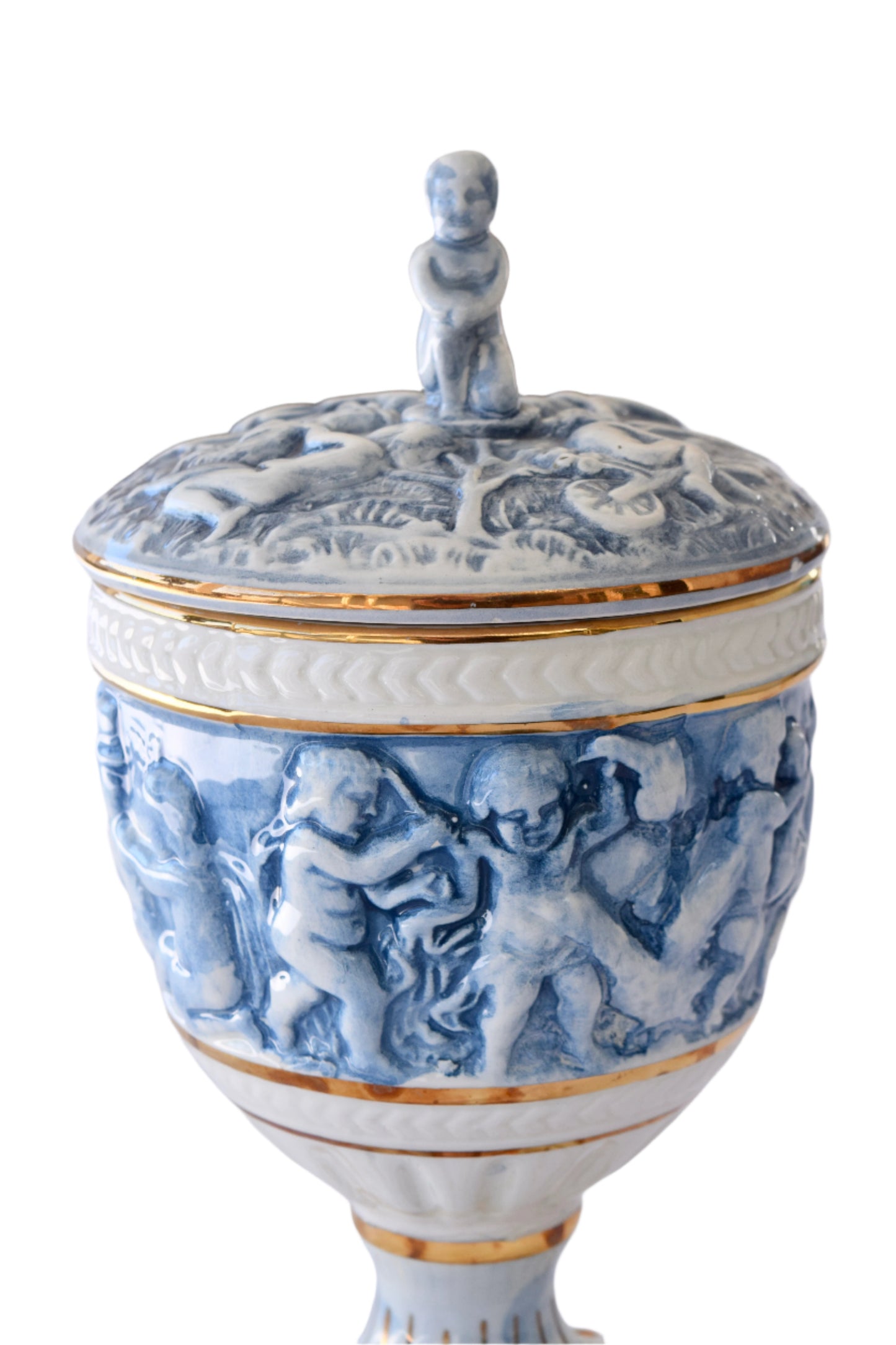 Capodimonte Cherub Urn with Lid