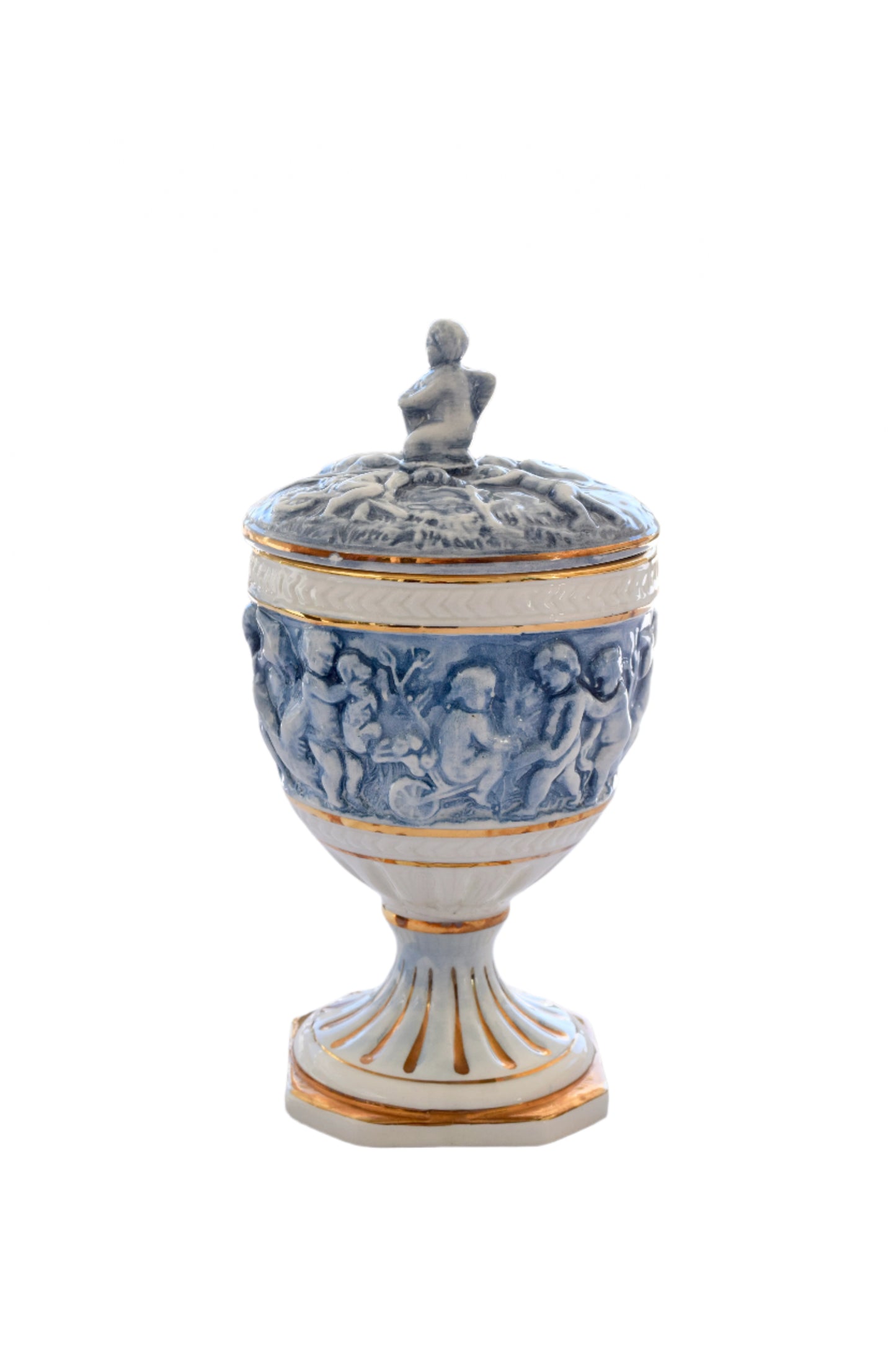 Capodimonte Cherub Urn with Lid