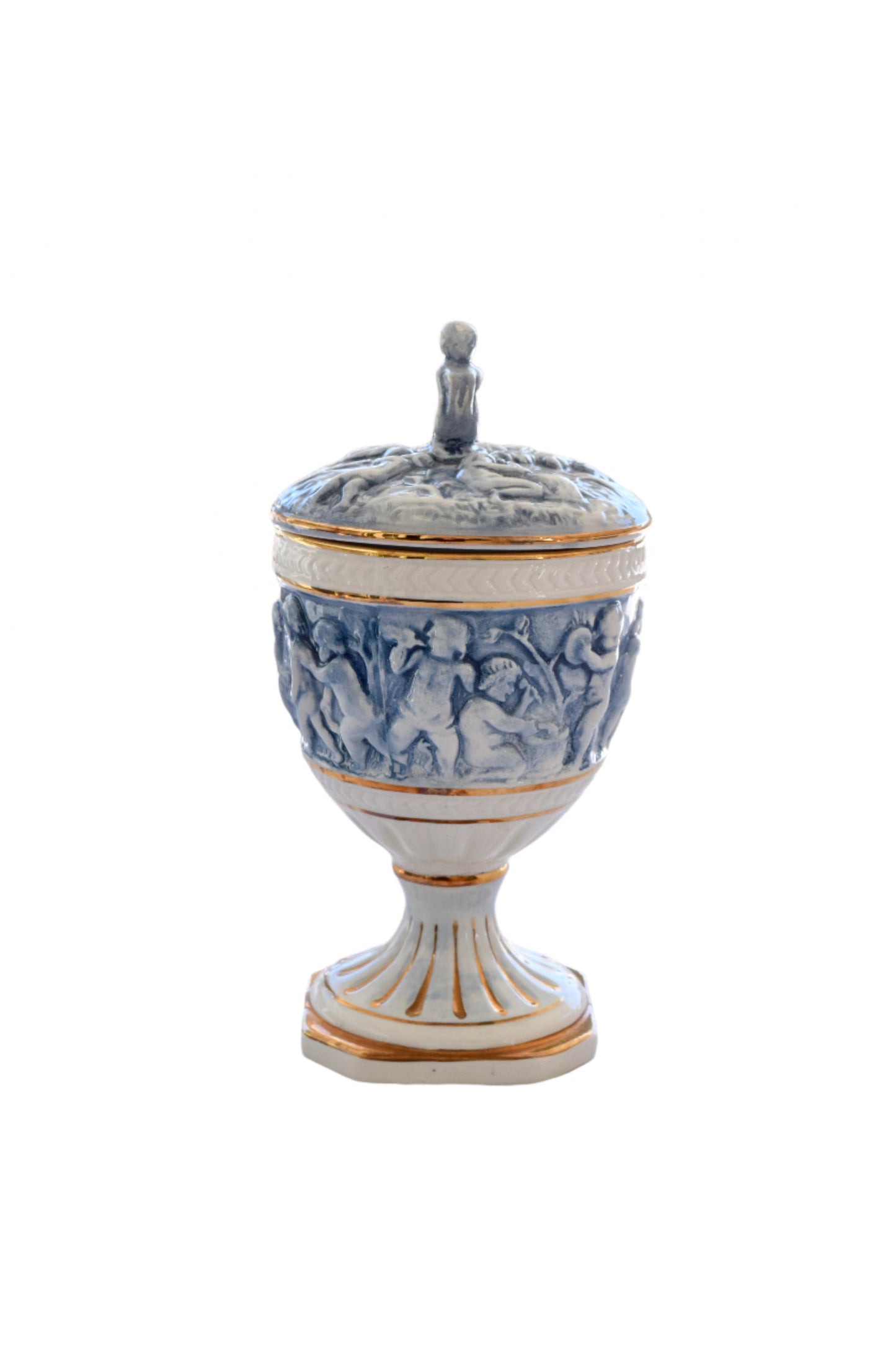 Capodimonte Cherub Urn with Lid