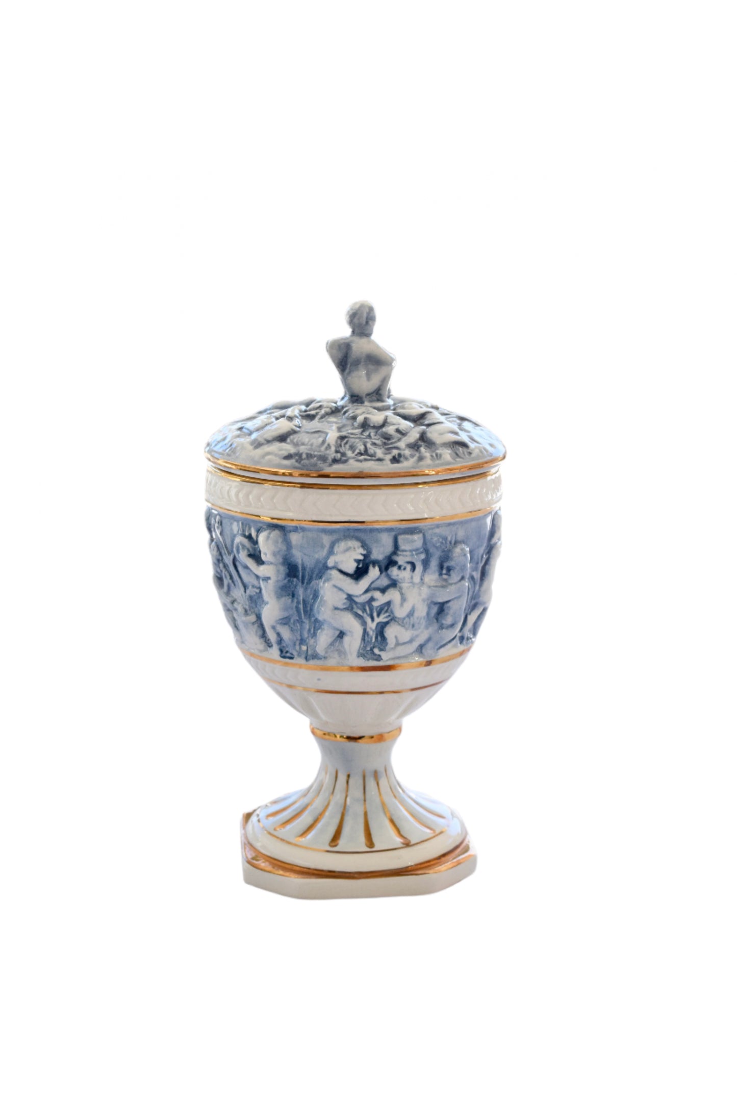 Capodimonte Cherub Urn with Lid