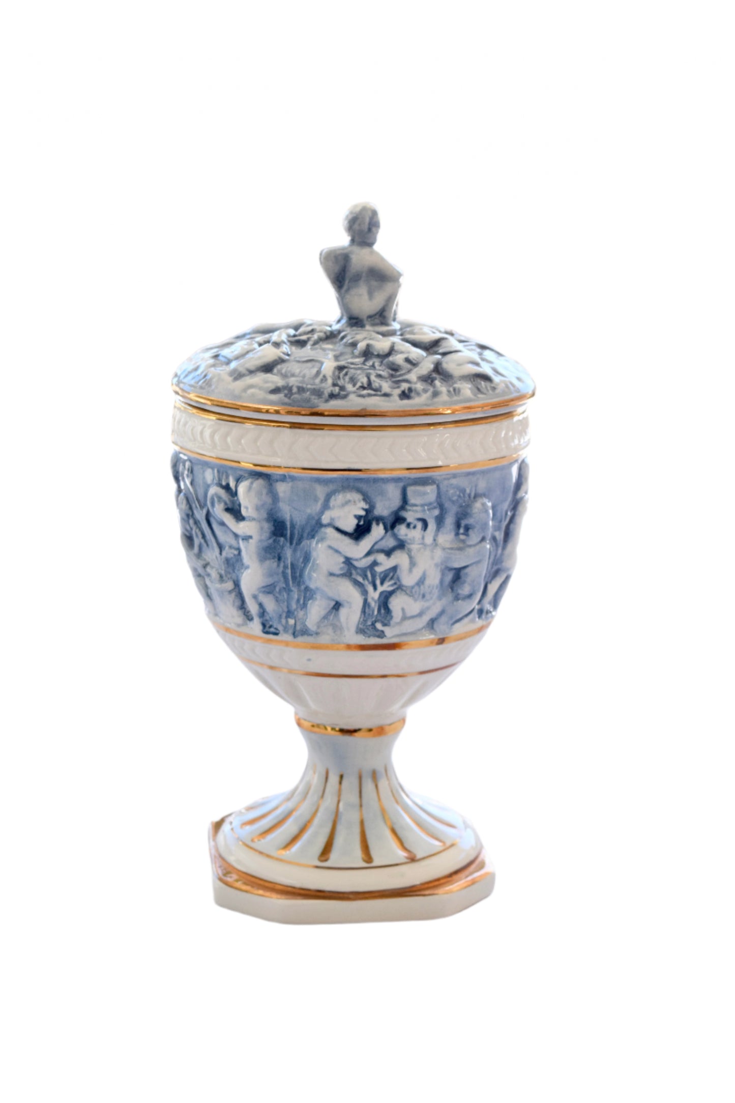 Capodimonte Cherub Urn with Lid