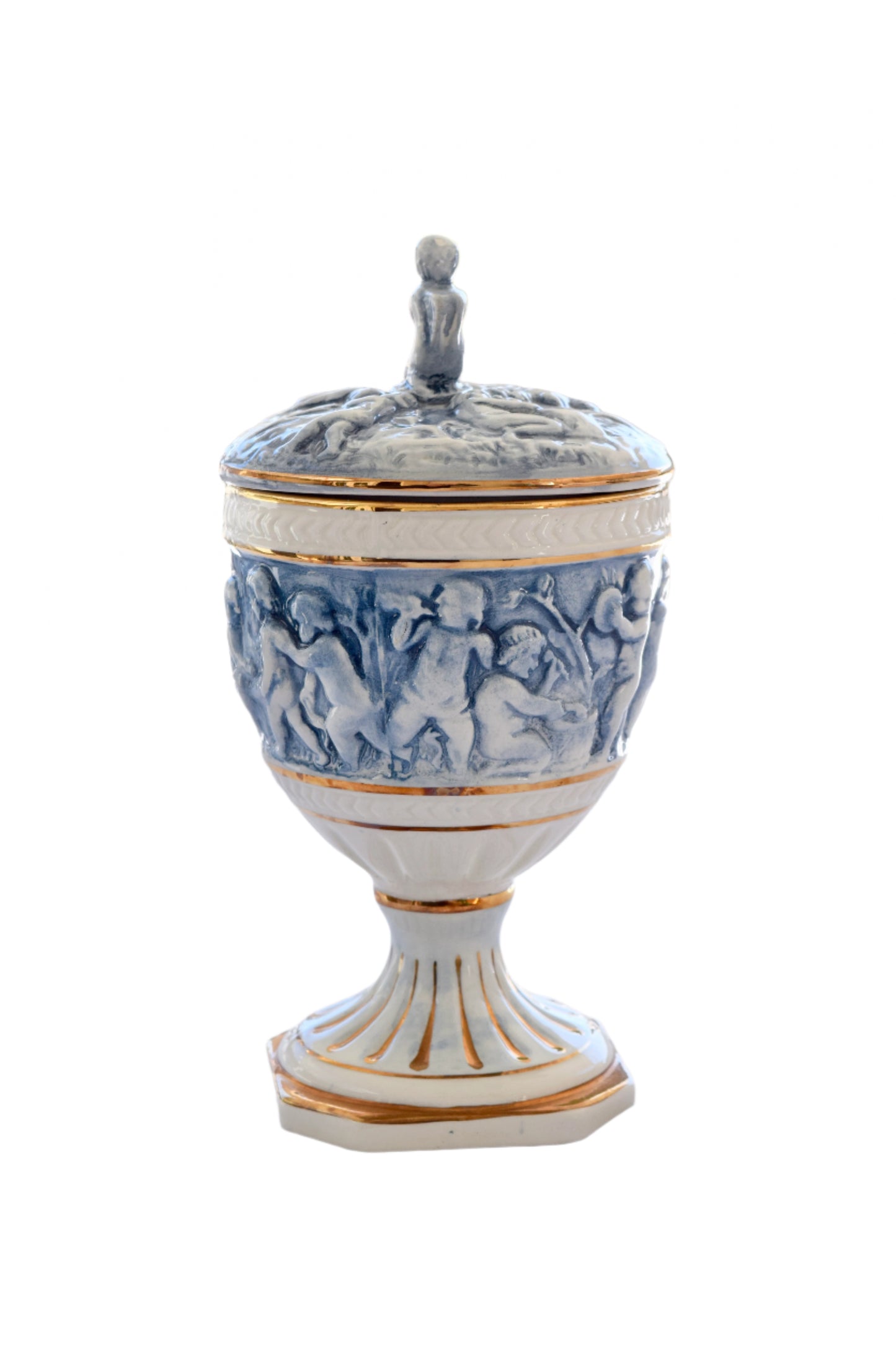 Capodimonte Cherub Urn with Lid