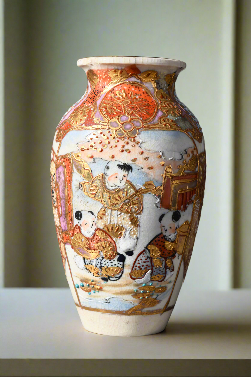 Japanese Petite Satsuma Moriage Vase