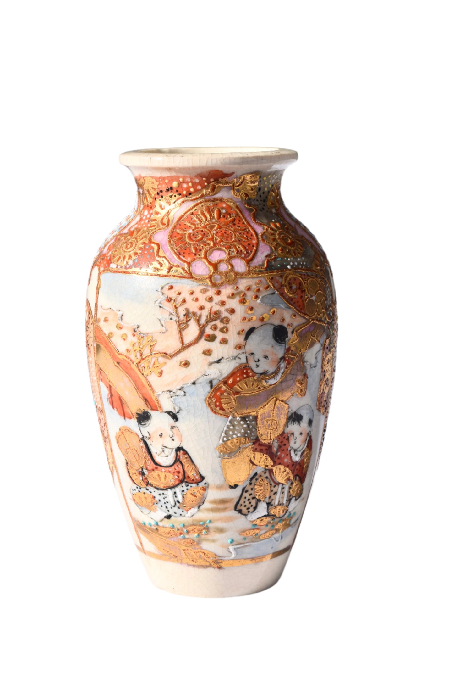 Japanese Petite Satsuma Moriage Vase
