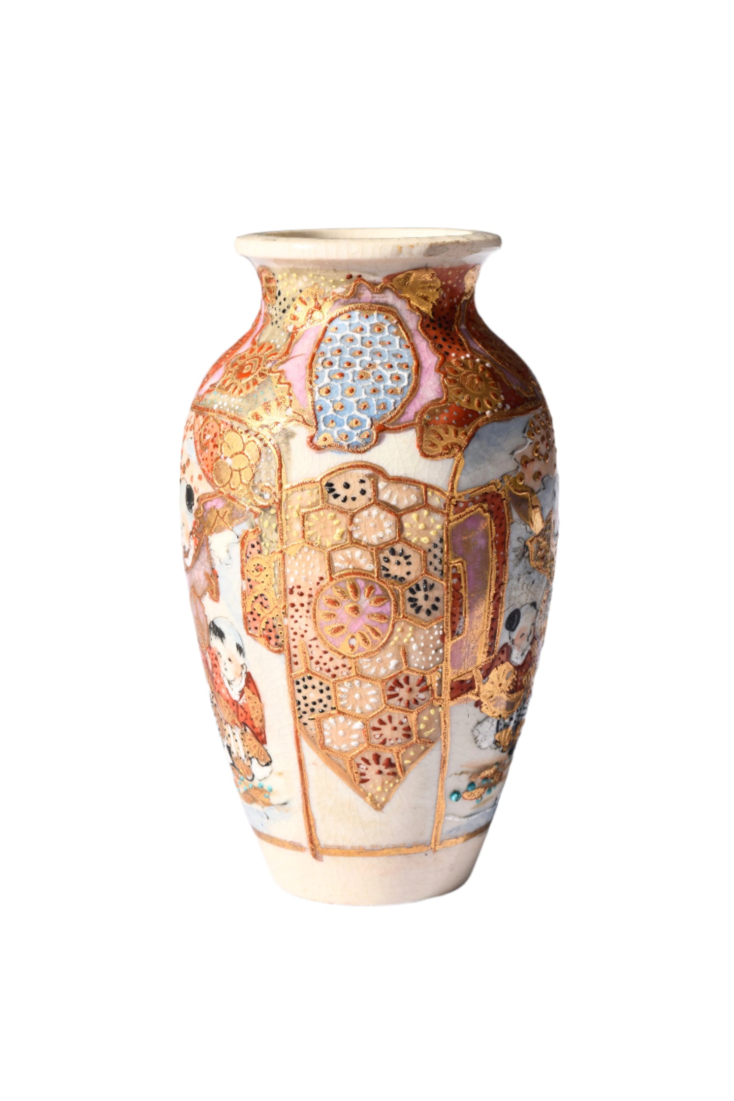 Japanese Petite Satsuma Moriage Vase