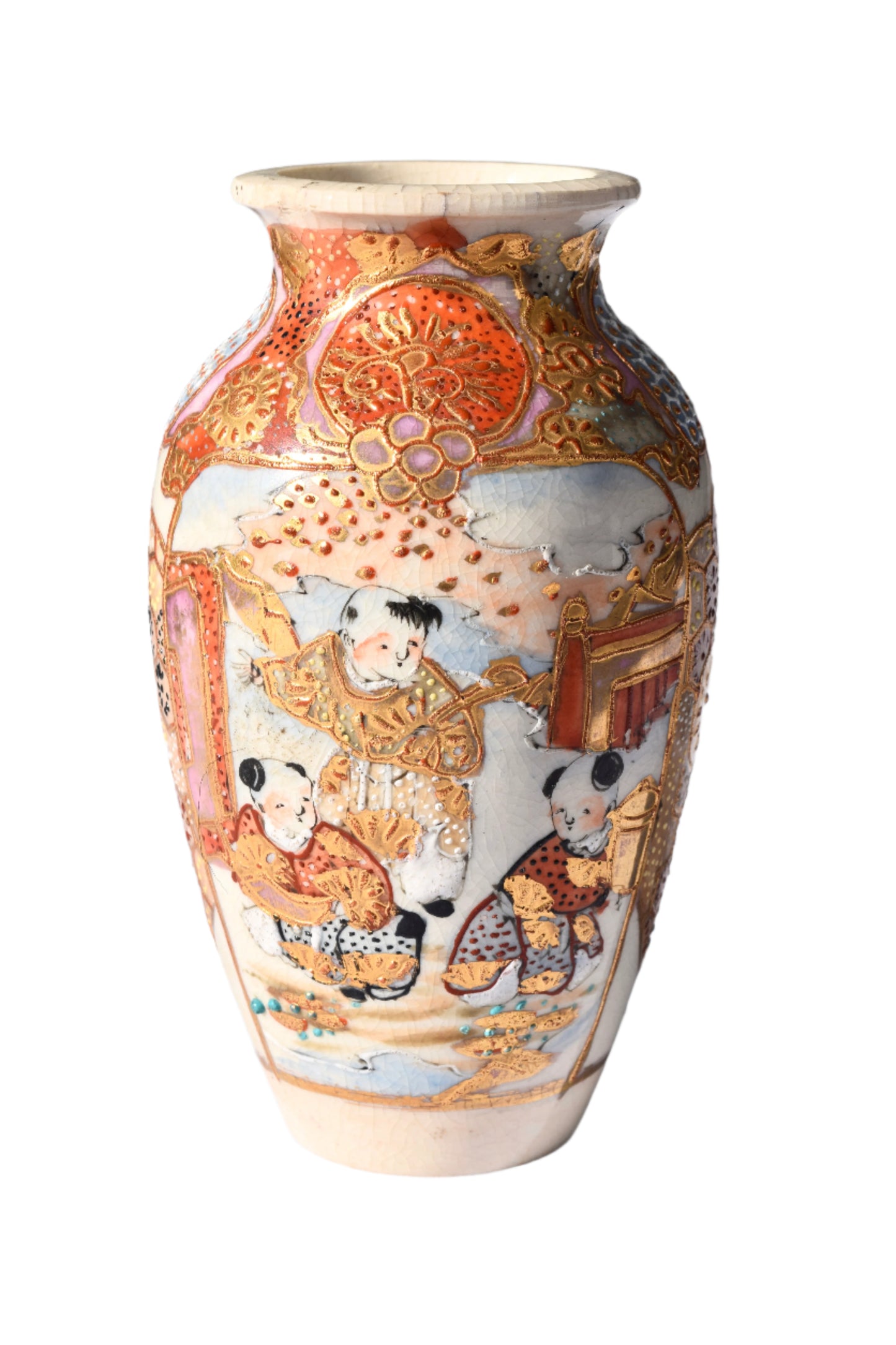 Japanese Petite Satsuma Moriage Vase