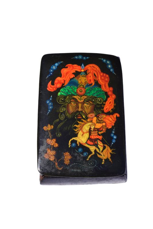 Russian Painted Lacquer Box-Bogatyr Warrior