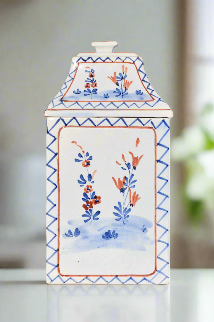 Ethan Allen Italian Hand-Painted Faience Canister