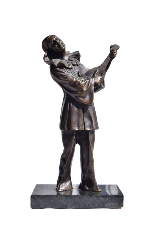 Art Deco Bronze Pierrot with Mandolin